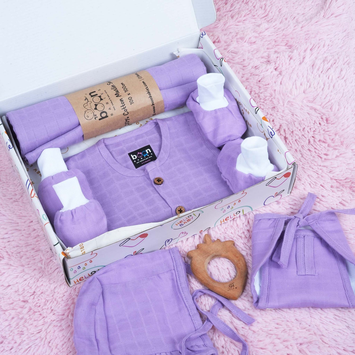 Purple Muslin Baby Combo Set for Newborns | Boon Babies in Coimbatore 
