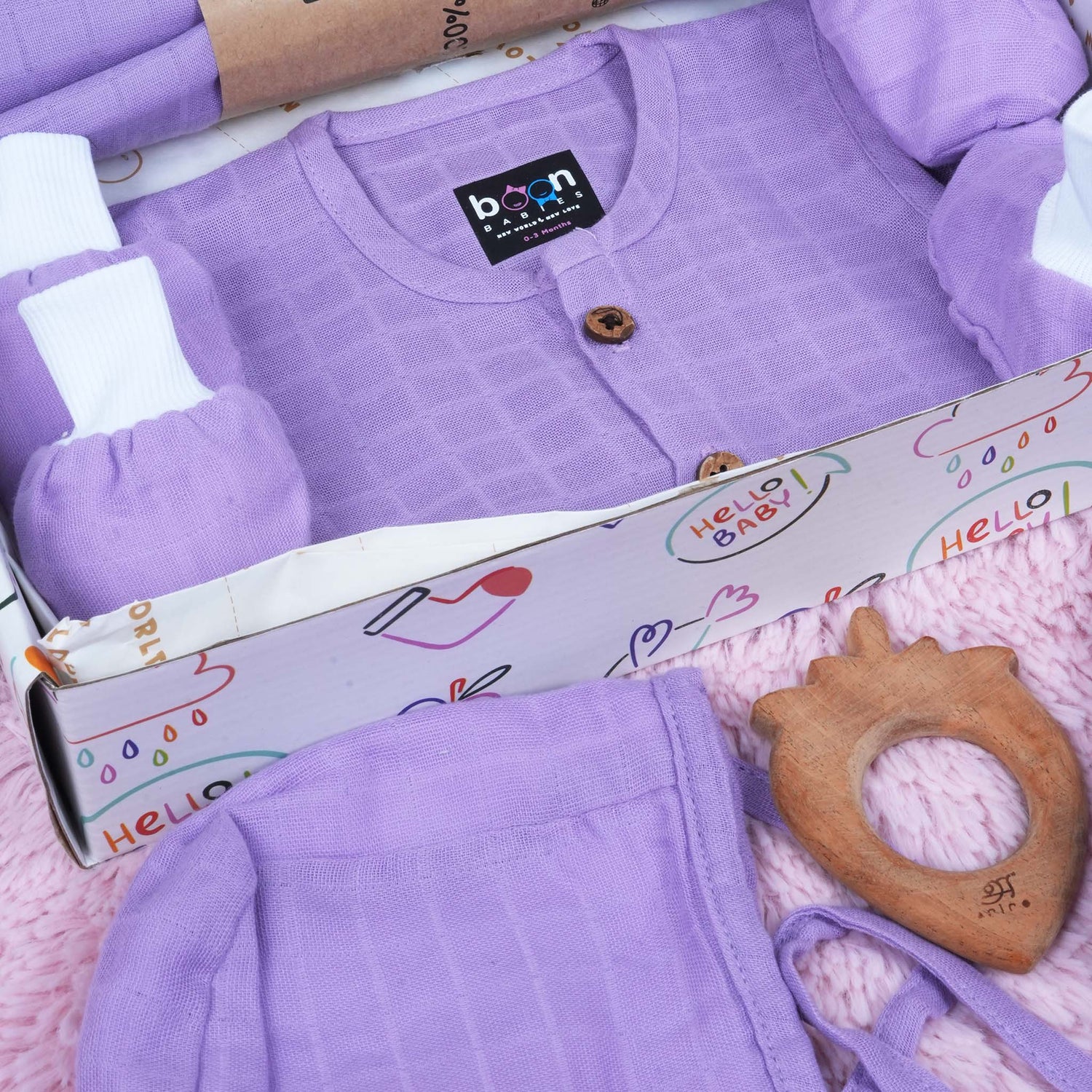 Purple Muslin Baby Combo Set for Newborns | Boon Babies in Coimbatore 
