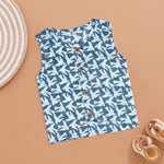 Bird Pattern Boys Block Printed Jabla - Soothing Grey Comfort Boon Babies