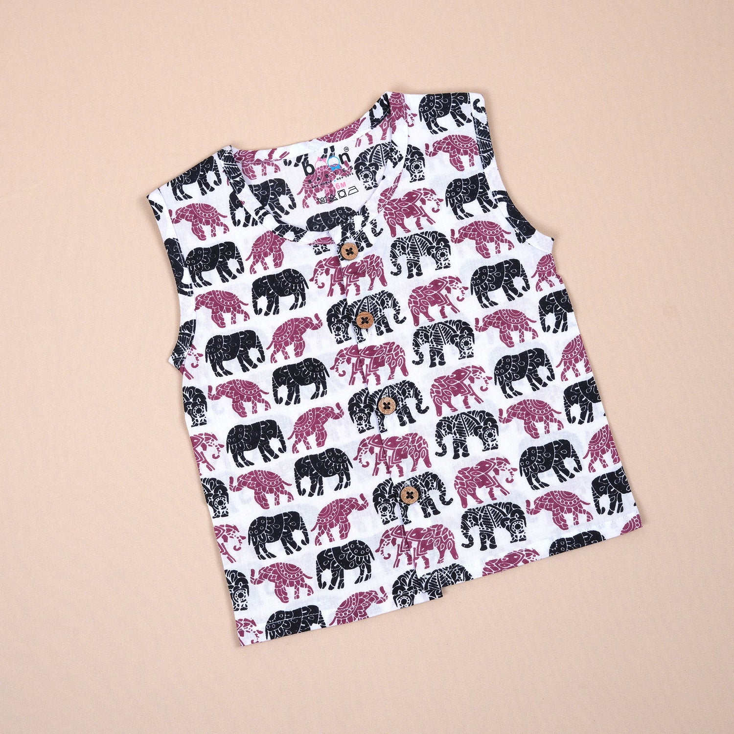 Stylish Black and Maroon Elephant Jaipur Cotton Jabla for Babies
