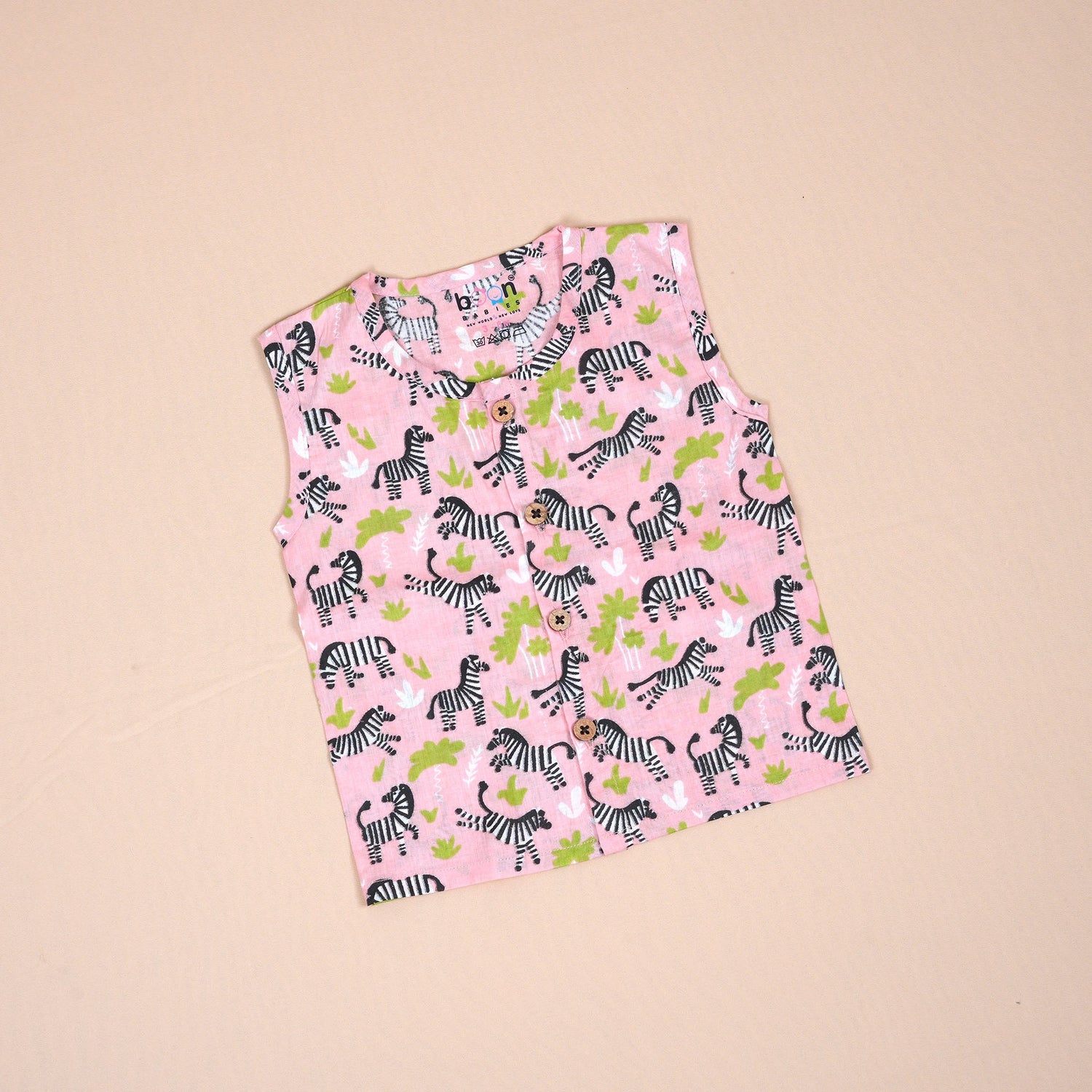 Adorable Pink Zebra Print Jaipur Cotton Jabla for Babies