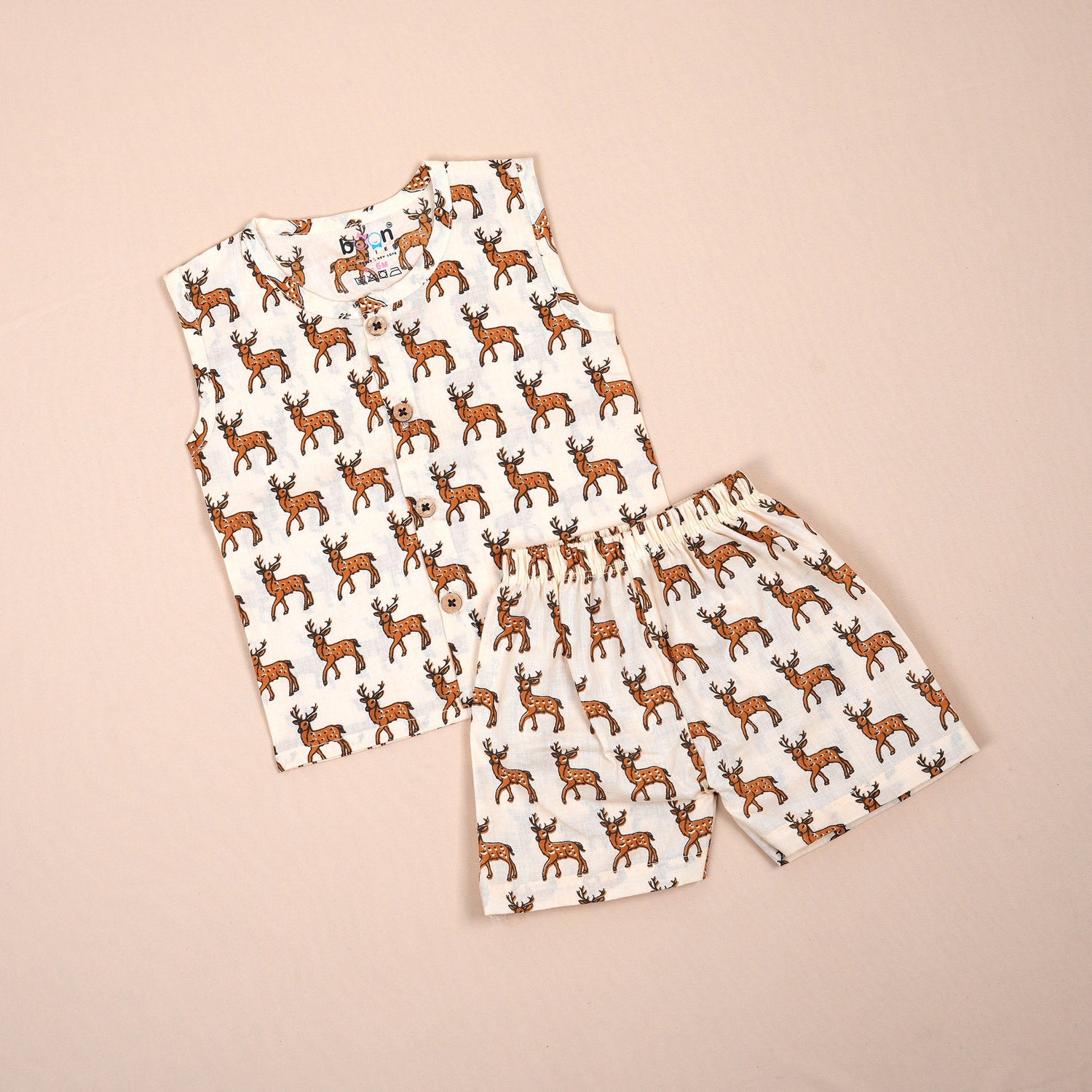 Jaipur Cotton Baby Jabla with Shorts - Reindeer