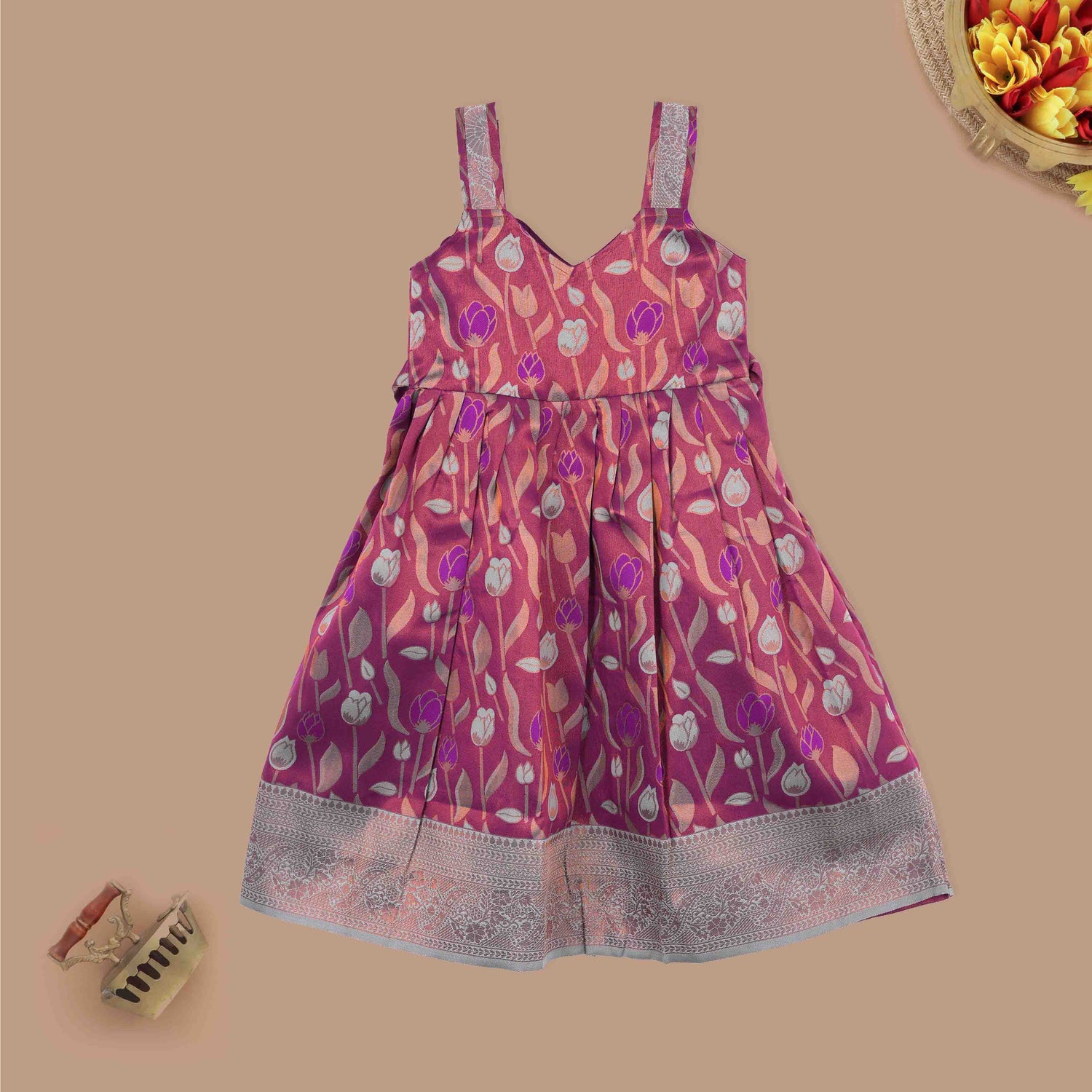 Elegant Ethnic Frock for Girls – Silk Traditional Wear Boon Babies