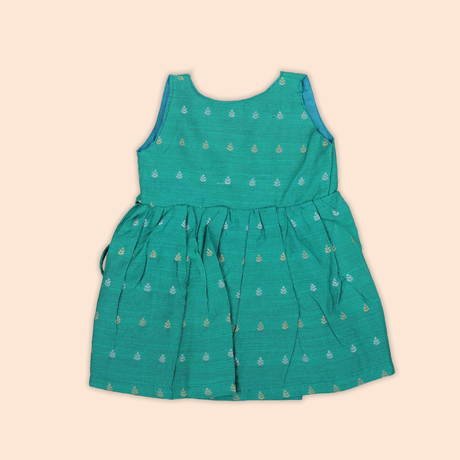 Graceful Aqua Green Baby Ethnic Side Knot Leaf Frock for Girls