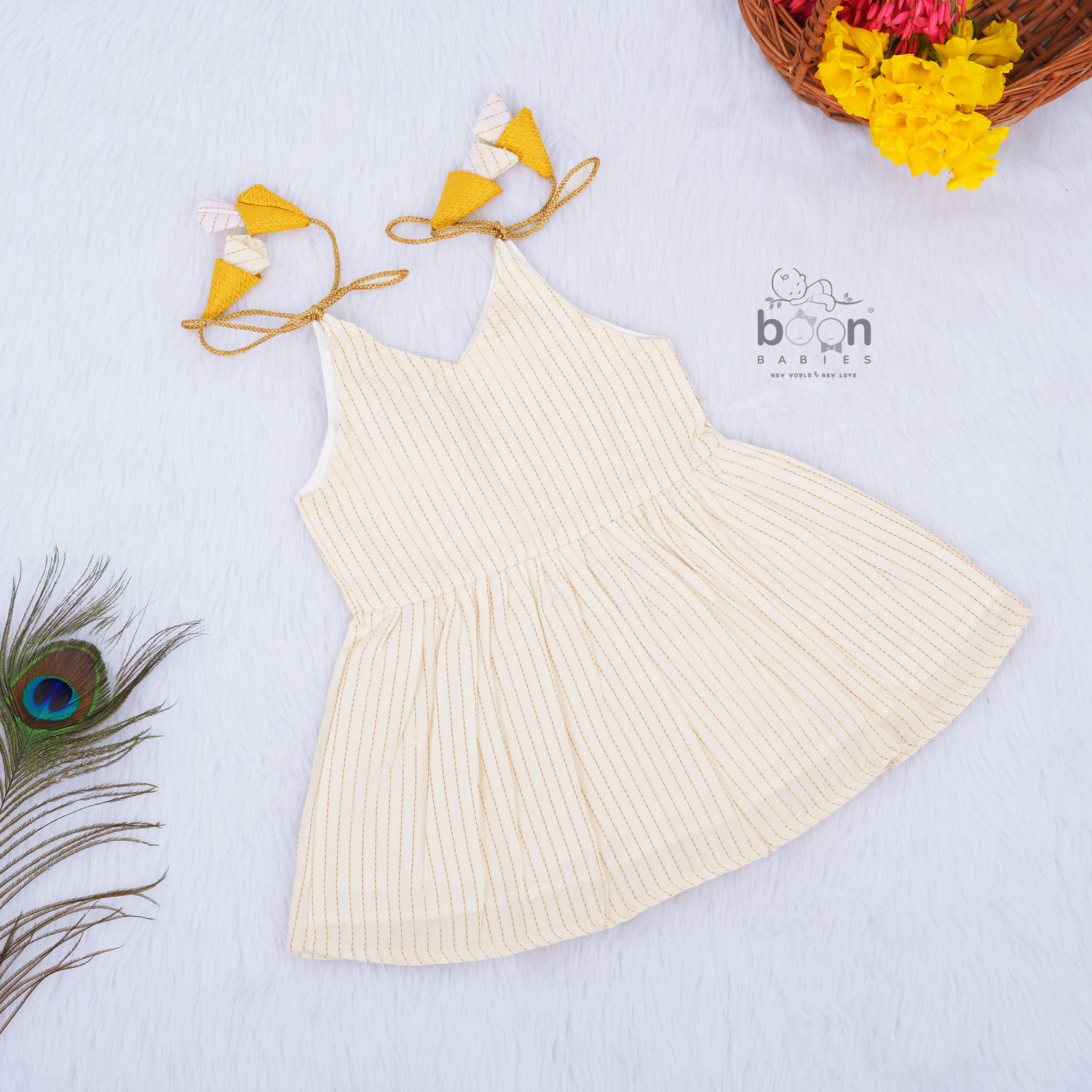 Onam Silk Knot Frock for Baby Girls with Bow Design