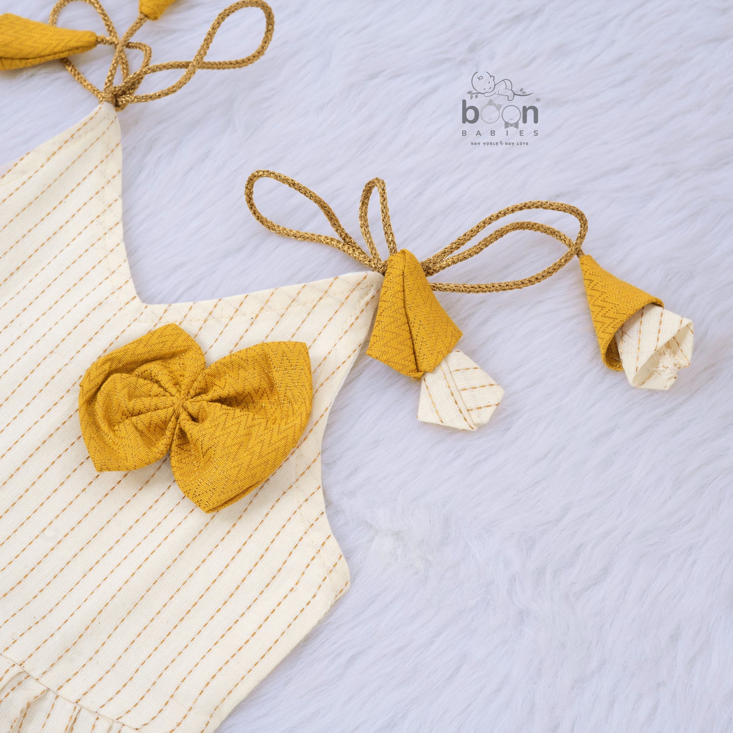 Onam Silk Knot Frock for Baby Girls with Bow Design