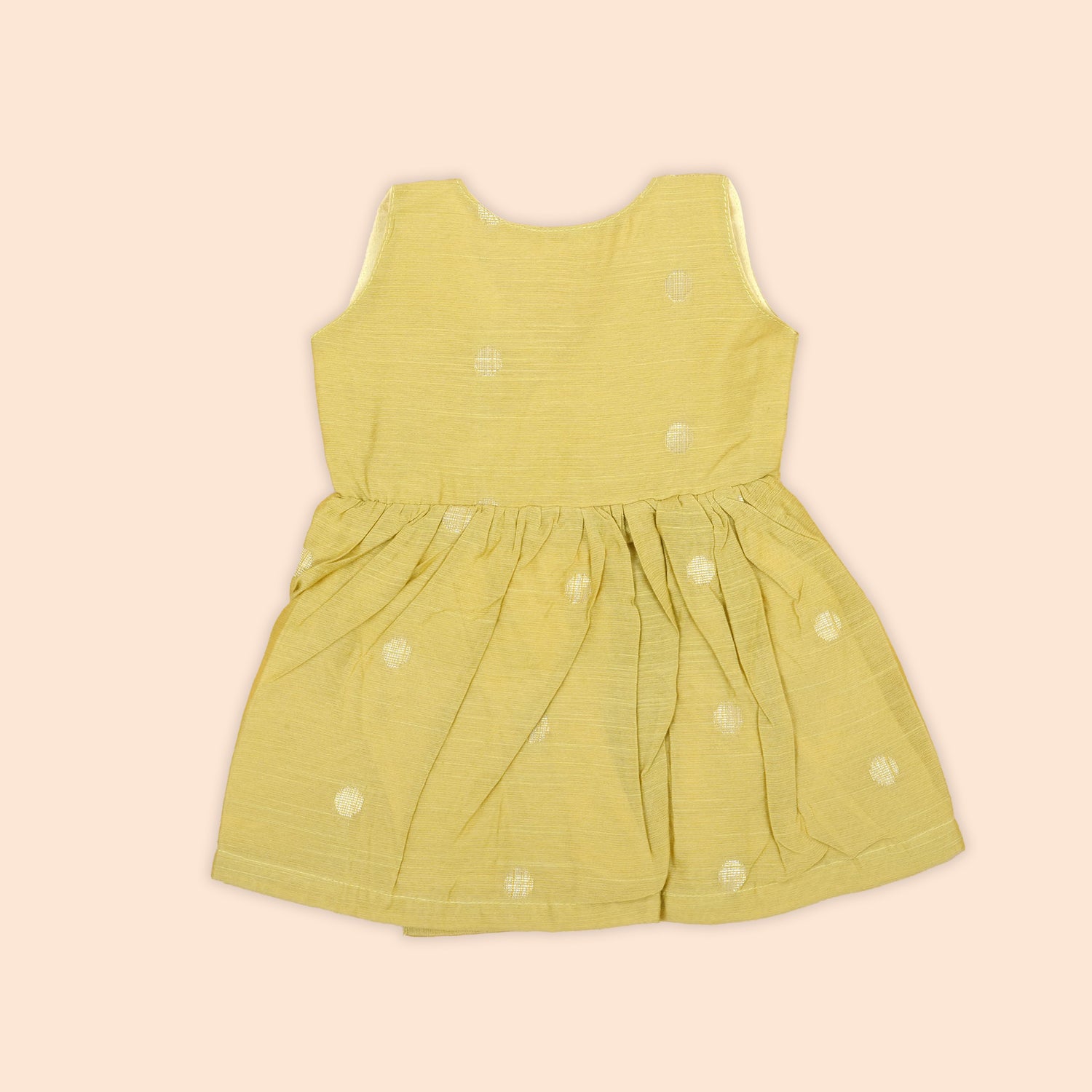 Golden Silk Baby Frock with Side Knot | Traditional Festive Wear