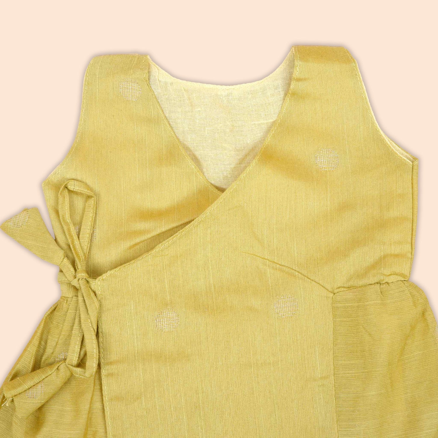 Golden Silk Baby Frock with Side Knot | Traditional Festive Wear