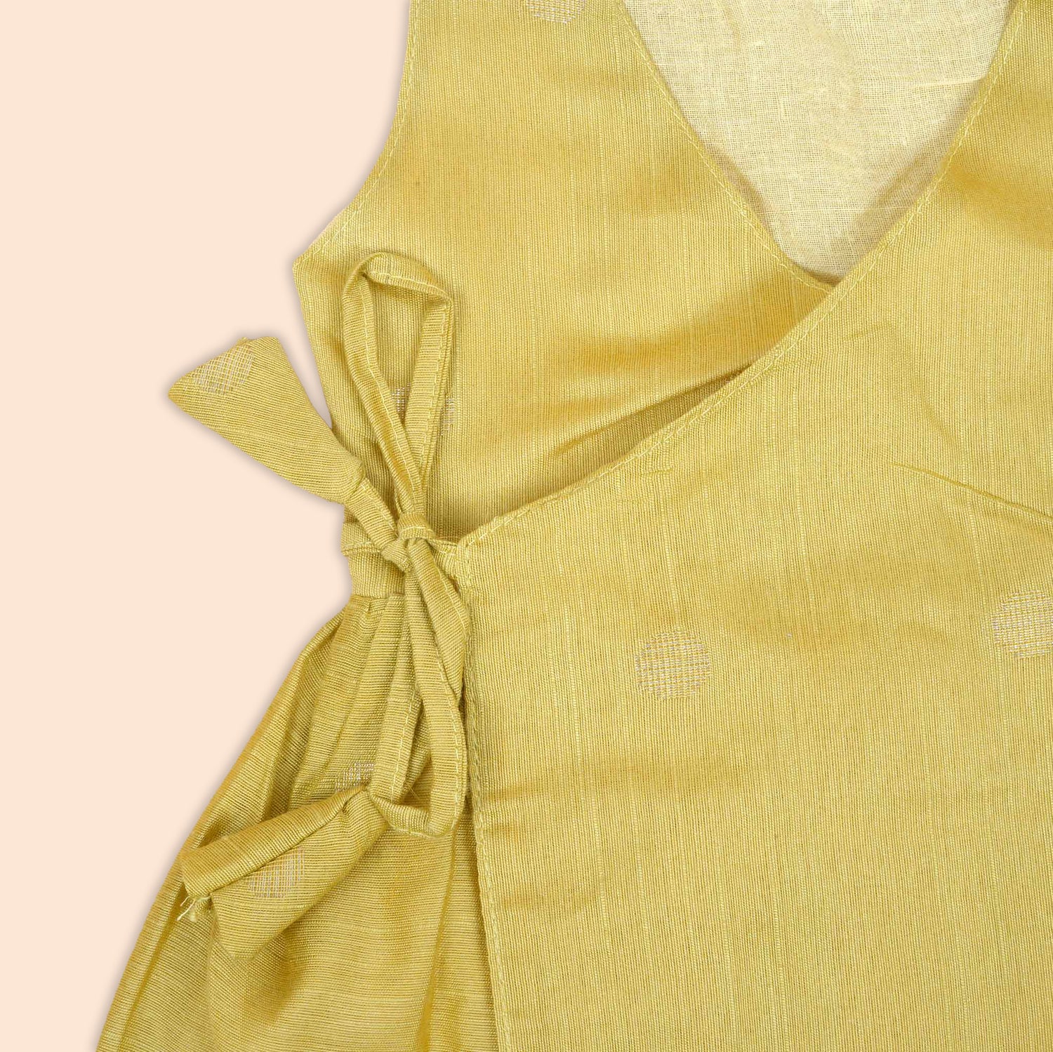 Golden Silk Baby Frock with Side Knot | Traditional Festive Wear