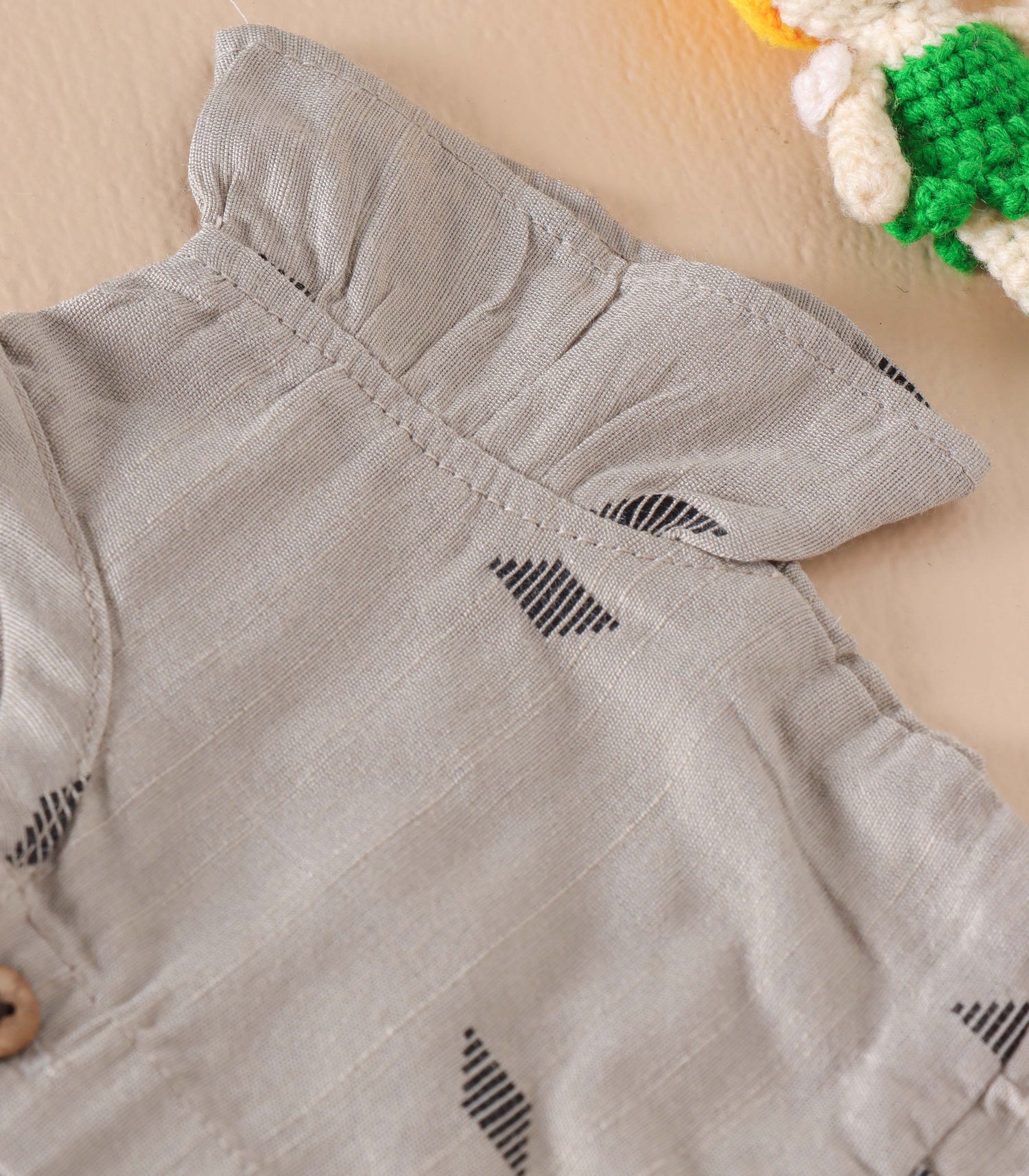 Grey Handwoven Ethnic Frill Frock – Elegant Soft Silk Look for Babies