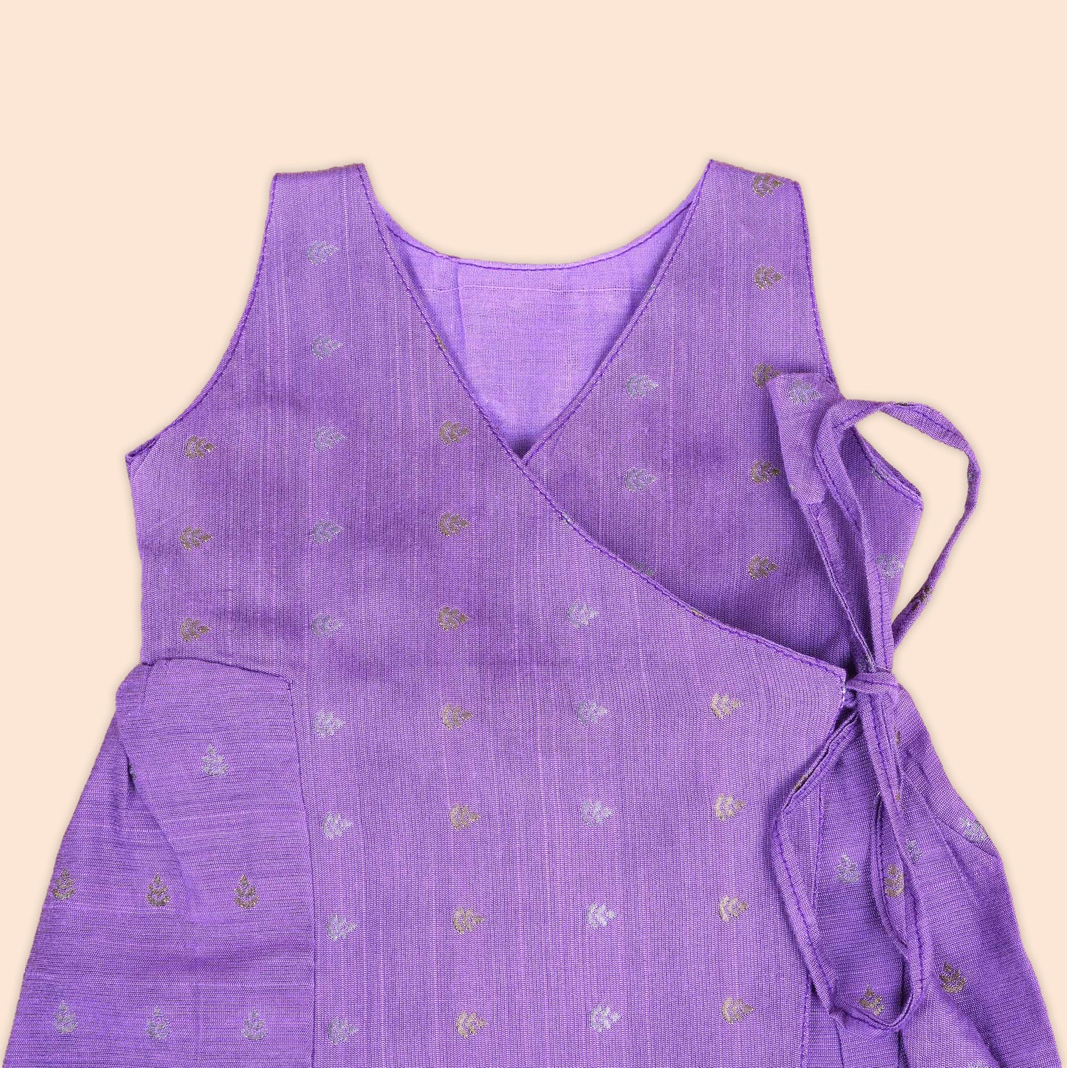 Elegant Lavender Baby Ethnic Side Knot Leaf Frock for Girls