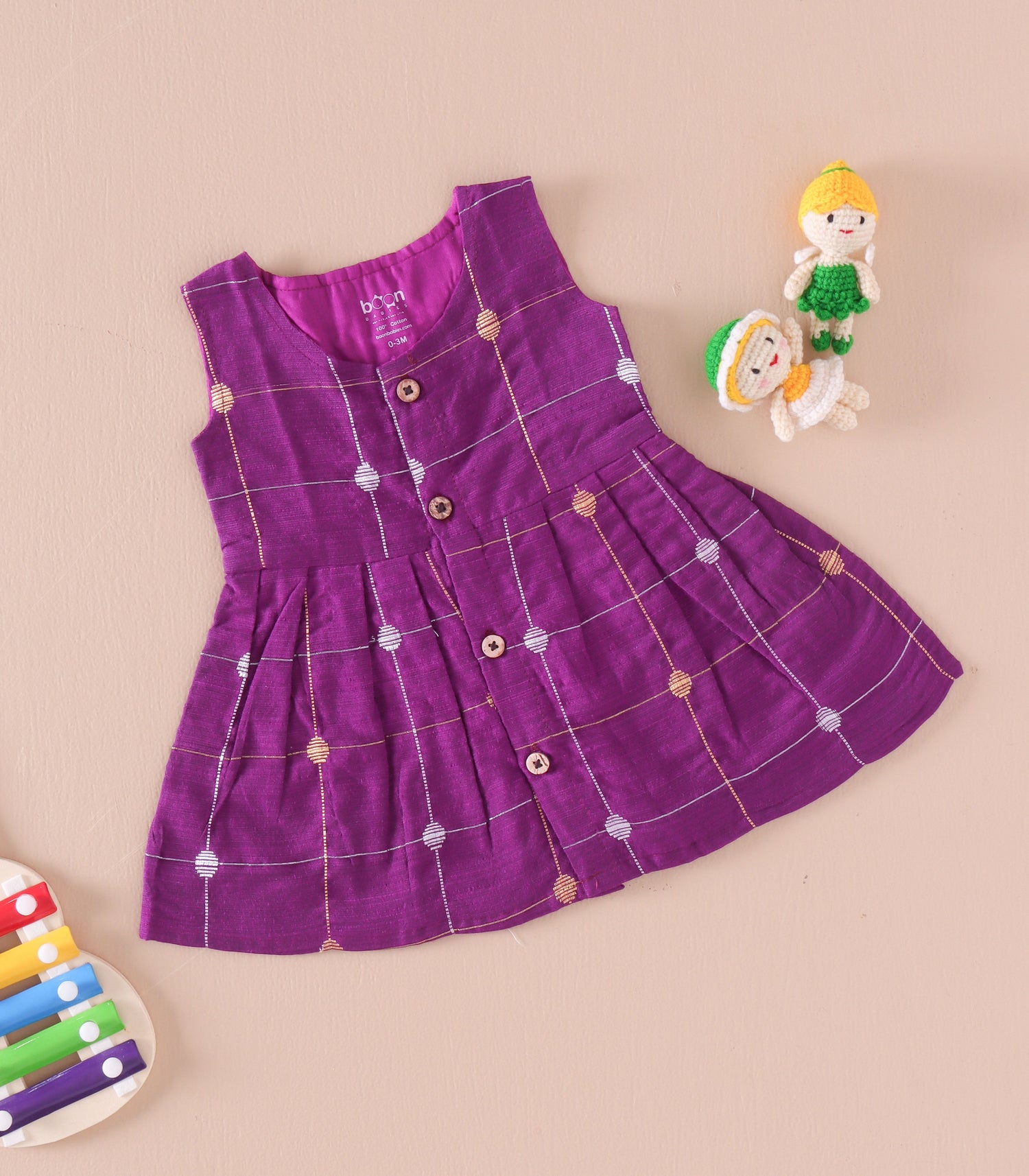 Butta Sleeveless Silk Frock for Baby Girls