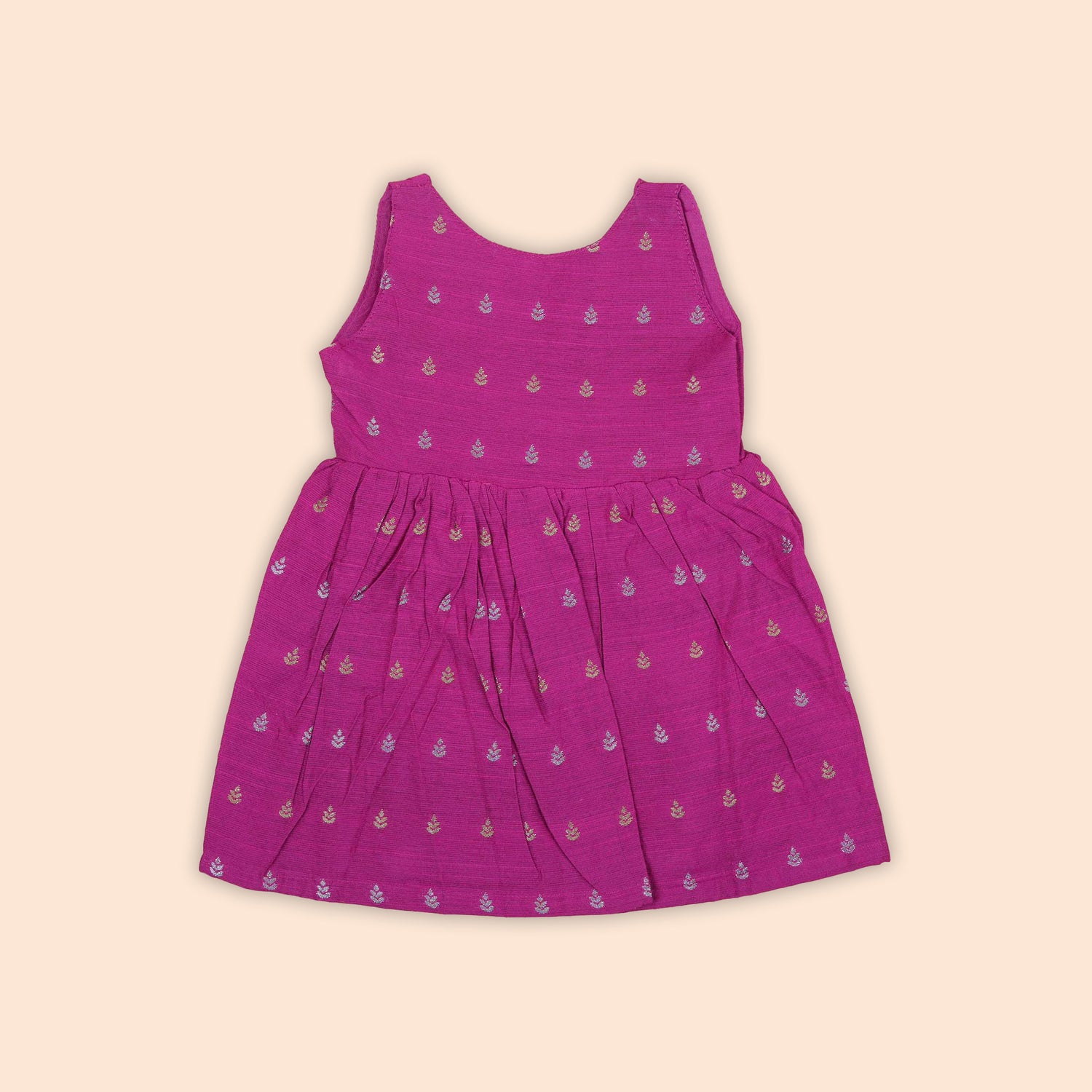 Charming Magenta Pink Baby Ethnic Side Knot Leaf Frock for Girls