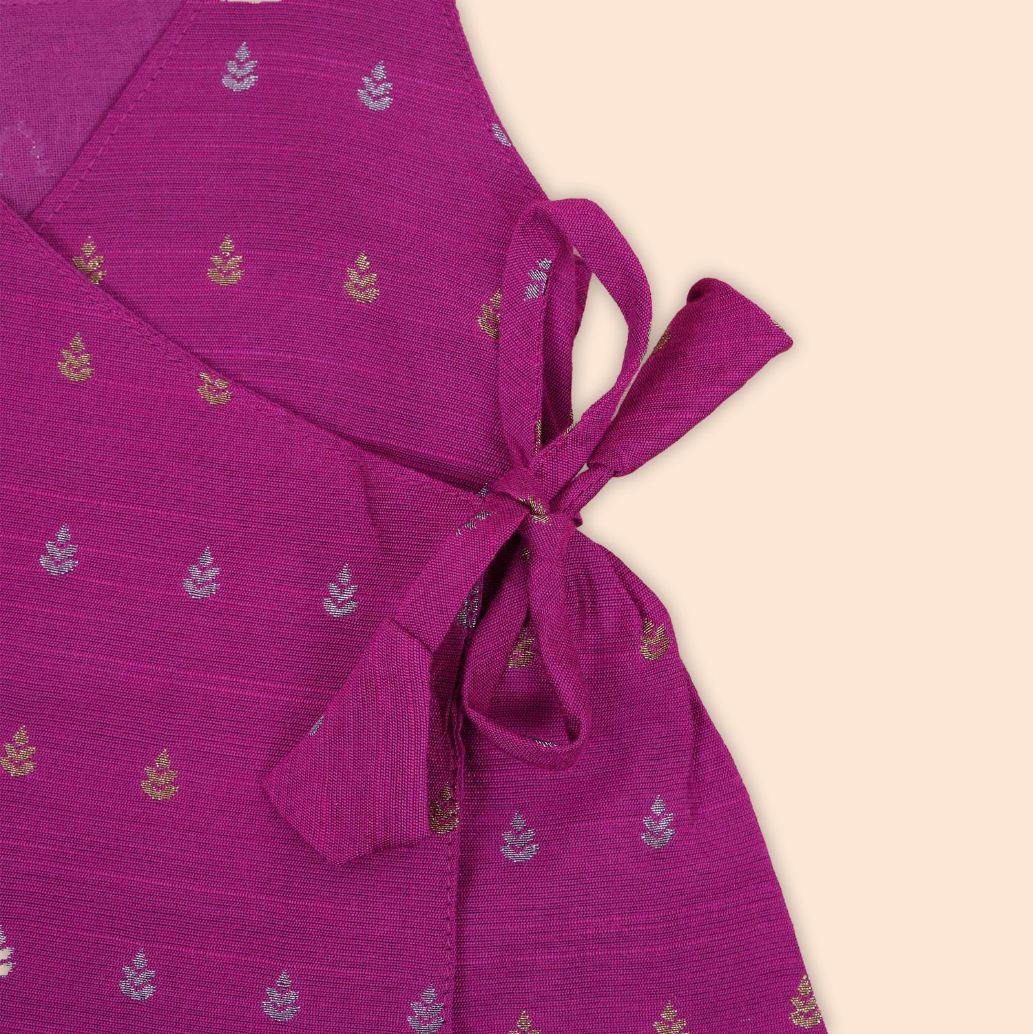 Charming Magenta Pink Baby Ethnic Side Knot Leaf Frock for Girls