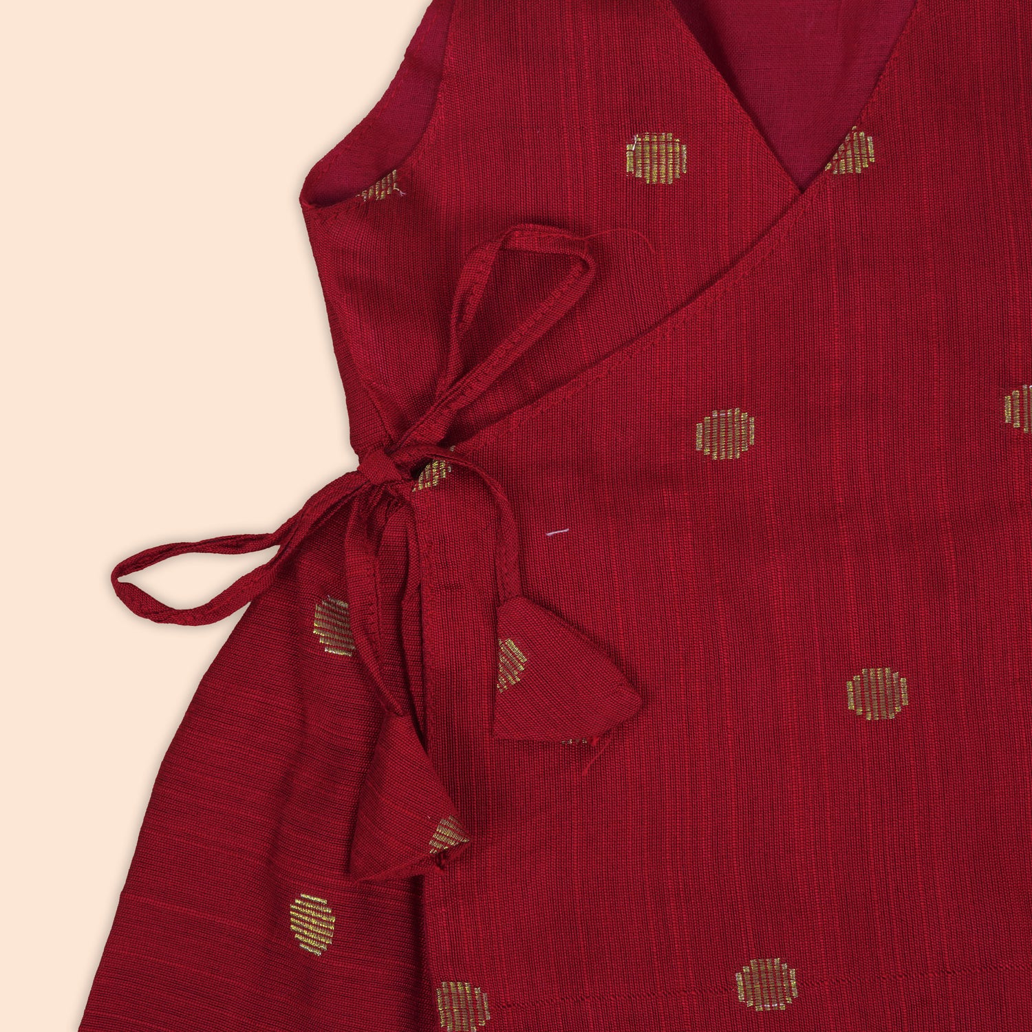 Maroon Baby Ethnic Frock in Silk with Golden Butta