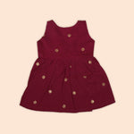 Maroon Baby Silk Frock with Side Knot -Festive Ethnic Wear Boon Babies