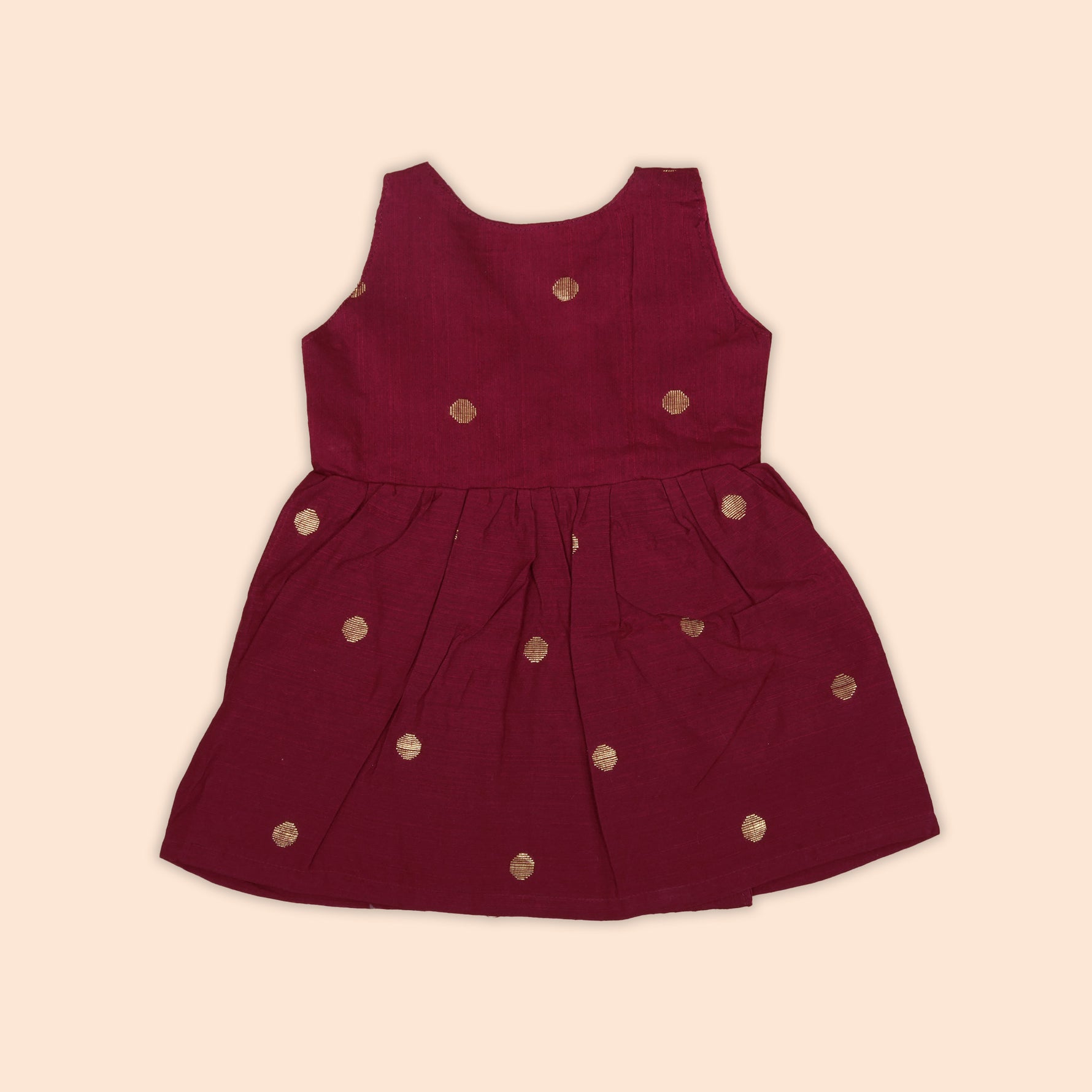 Maroon Baby Silk Frock with Side Knot -Festive Ethnic Wear Boon Babies