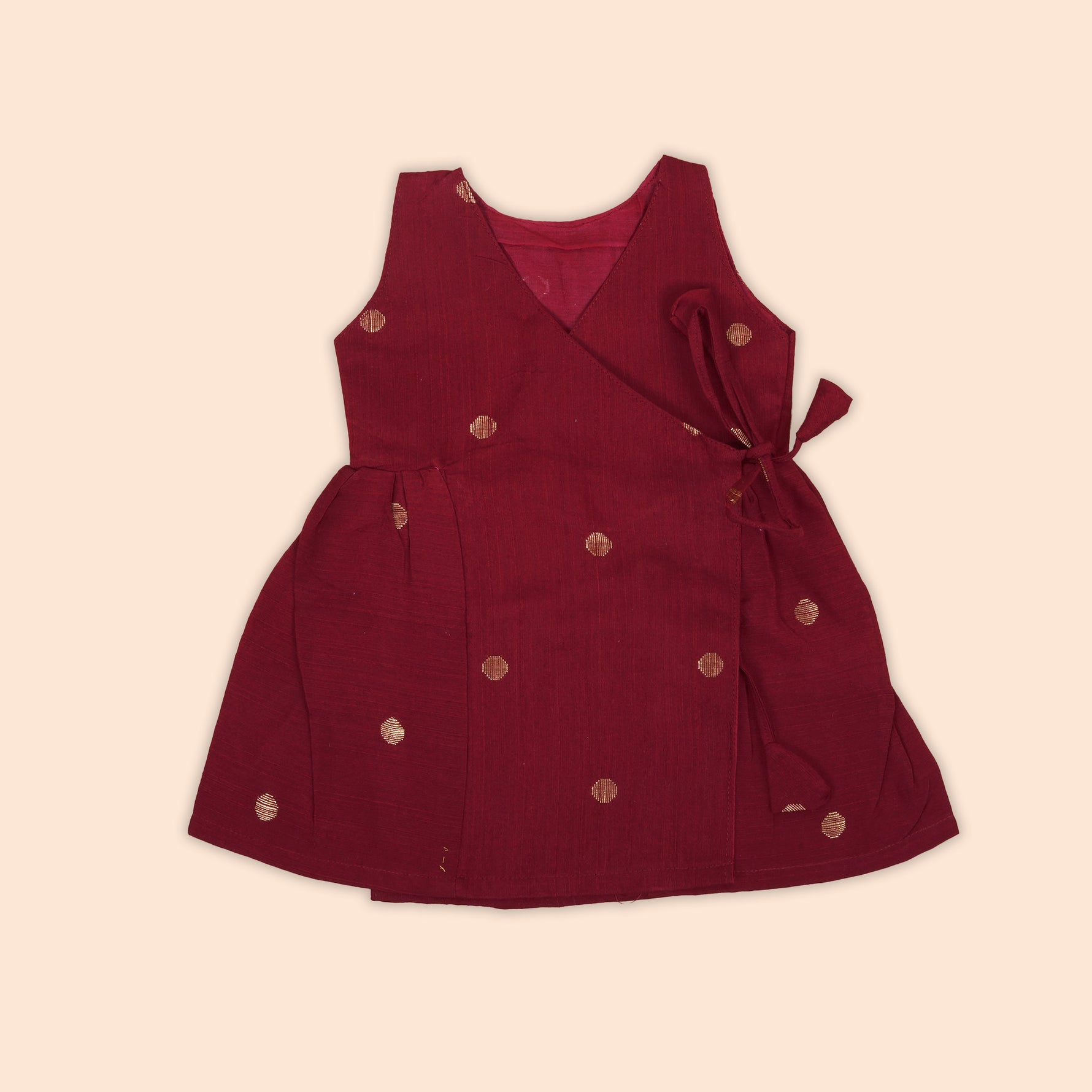 Maroon Baby Silk Frock with Side Knot -Festive Ethnic Wear Boon Babies