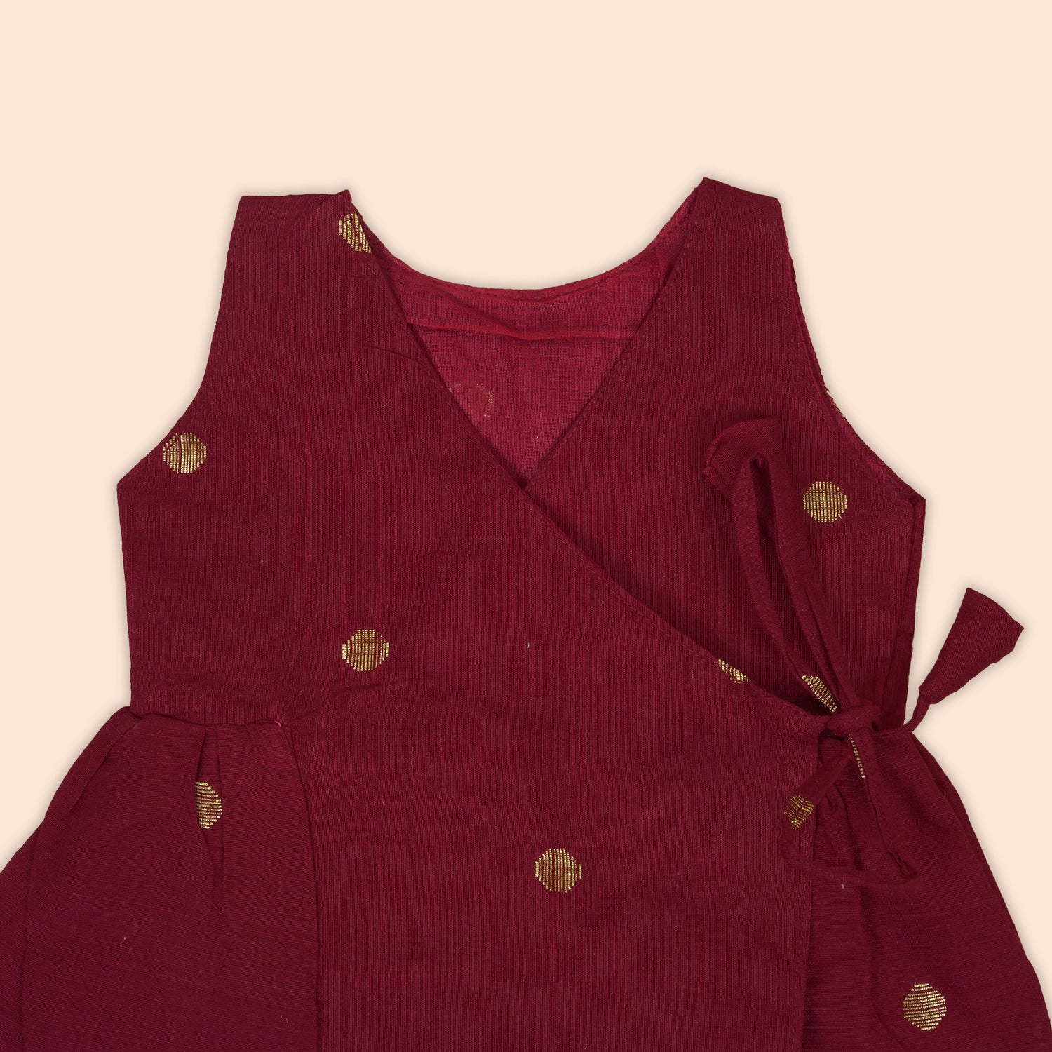 Maroon Baby Ethnic Silk Frock with Side Knot