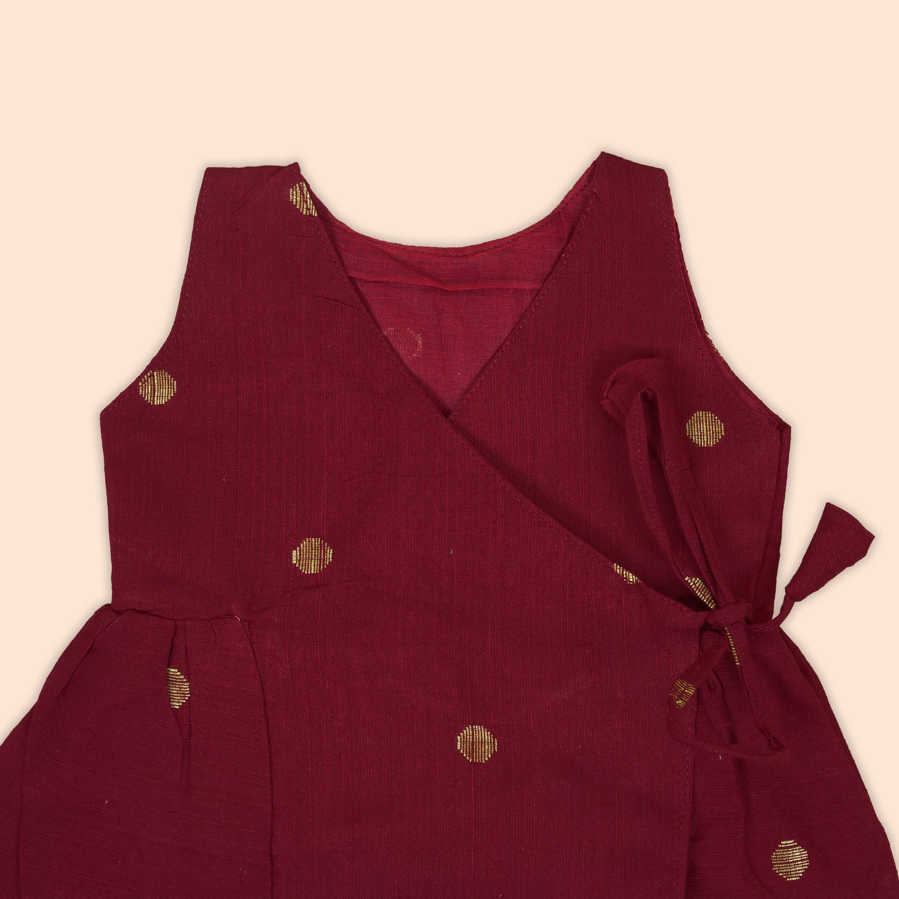Maroon Baby Silk Frock with Side Knot -Festive Ethnic Wear Boon Babies