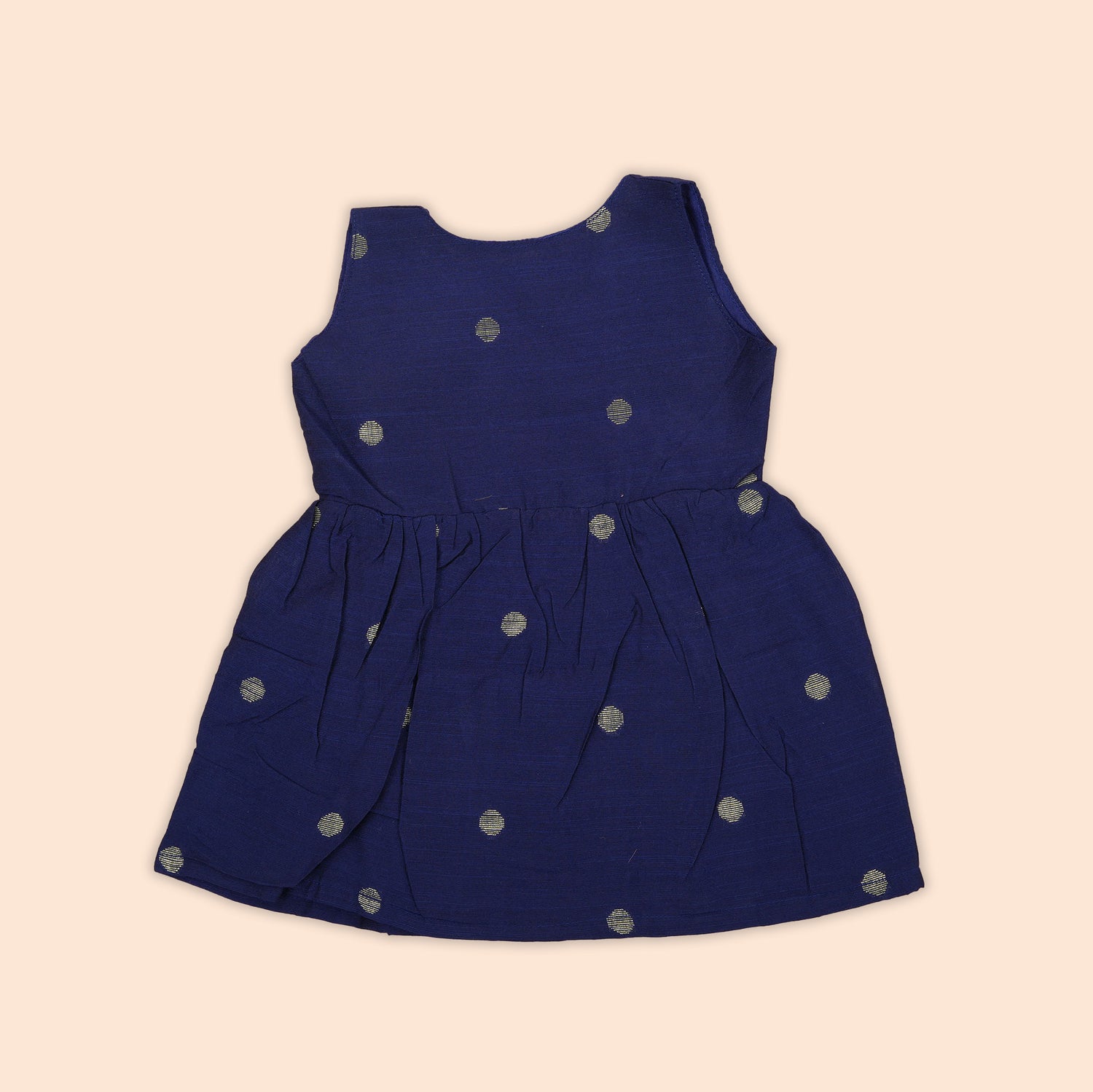 Navy Blue Side Knot Baby Ethnic Frock in Silk