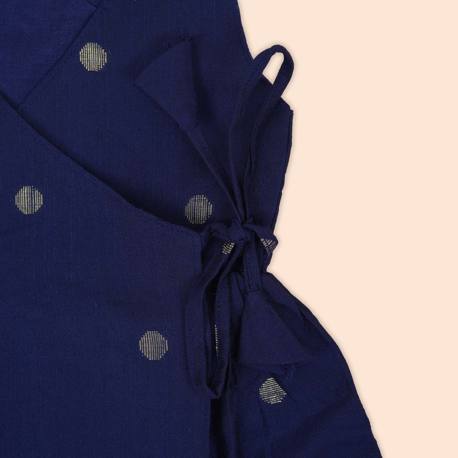 Navy Blue Side Knot Baby Ethnic Frock in Silk