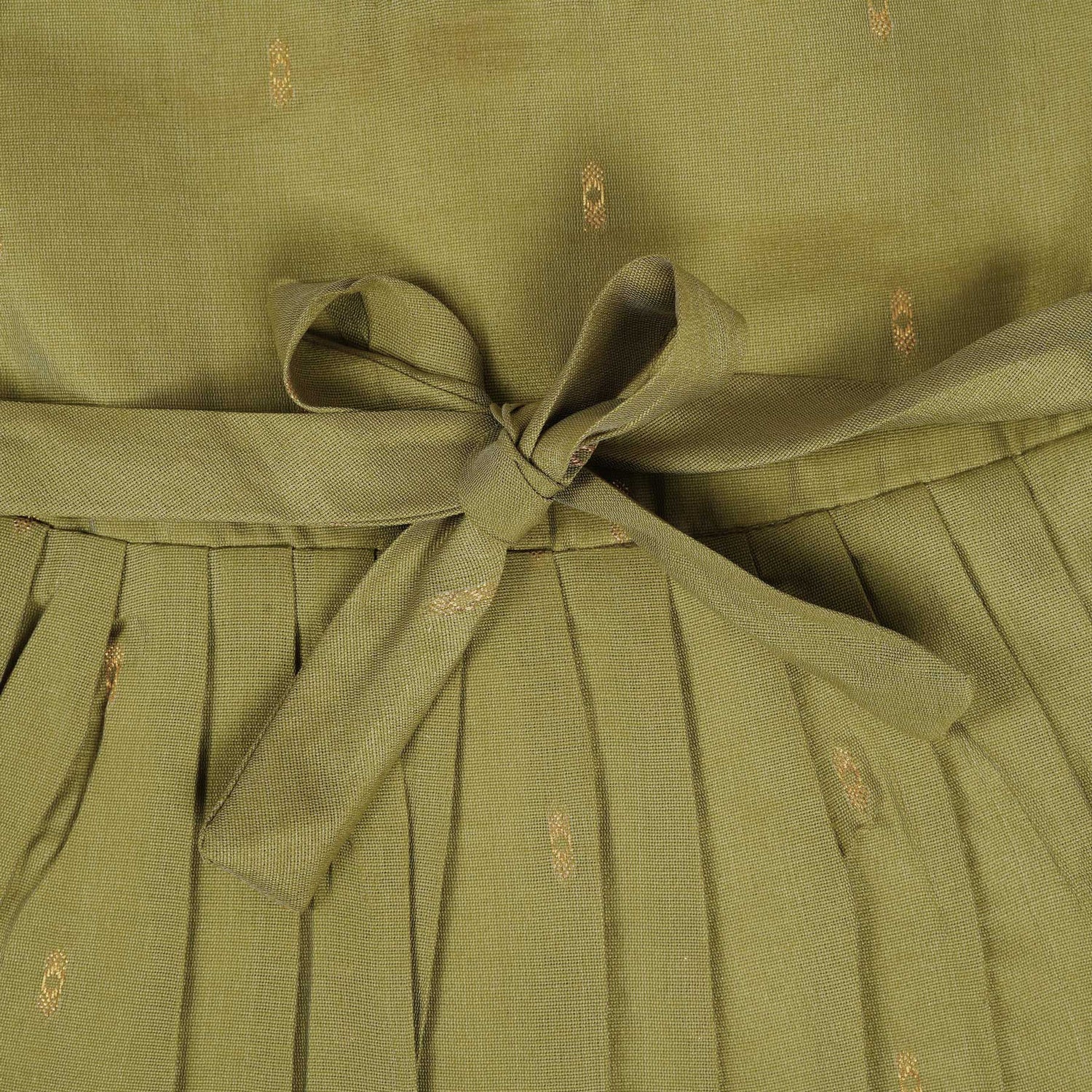 Baby Silk Knot Frock – Olive Gathered-Front Outdoor Style