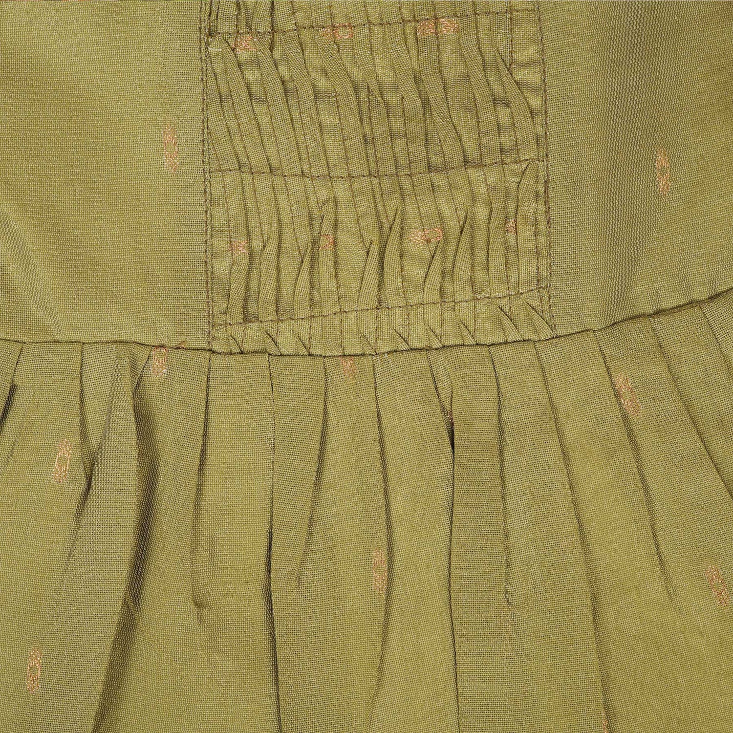 Baby Silk Knot Frock – Olive Gathered-Front Outdoor Style