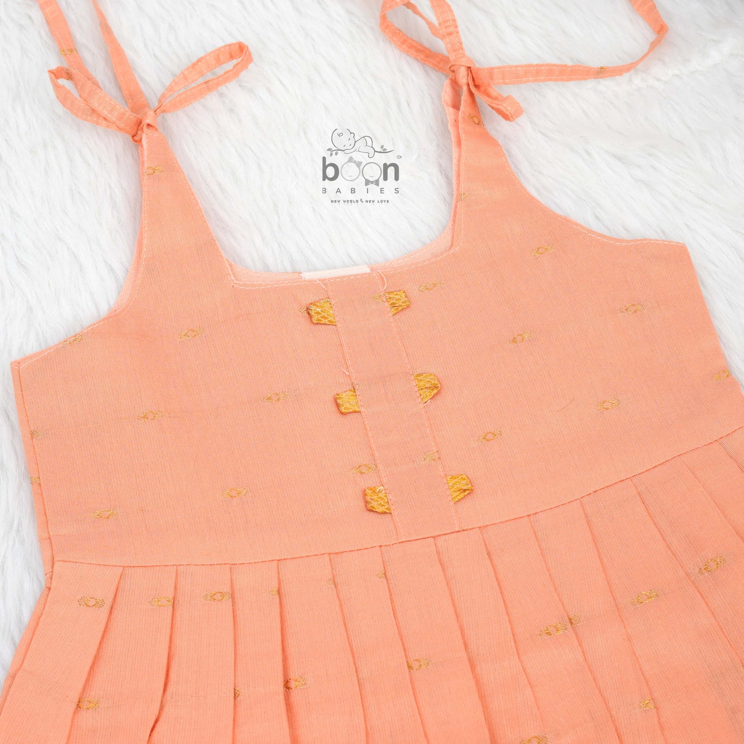 Onam Silk Knot Frock with Golden Zari Border – Baby Girls