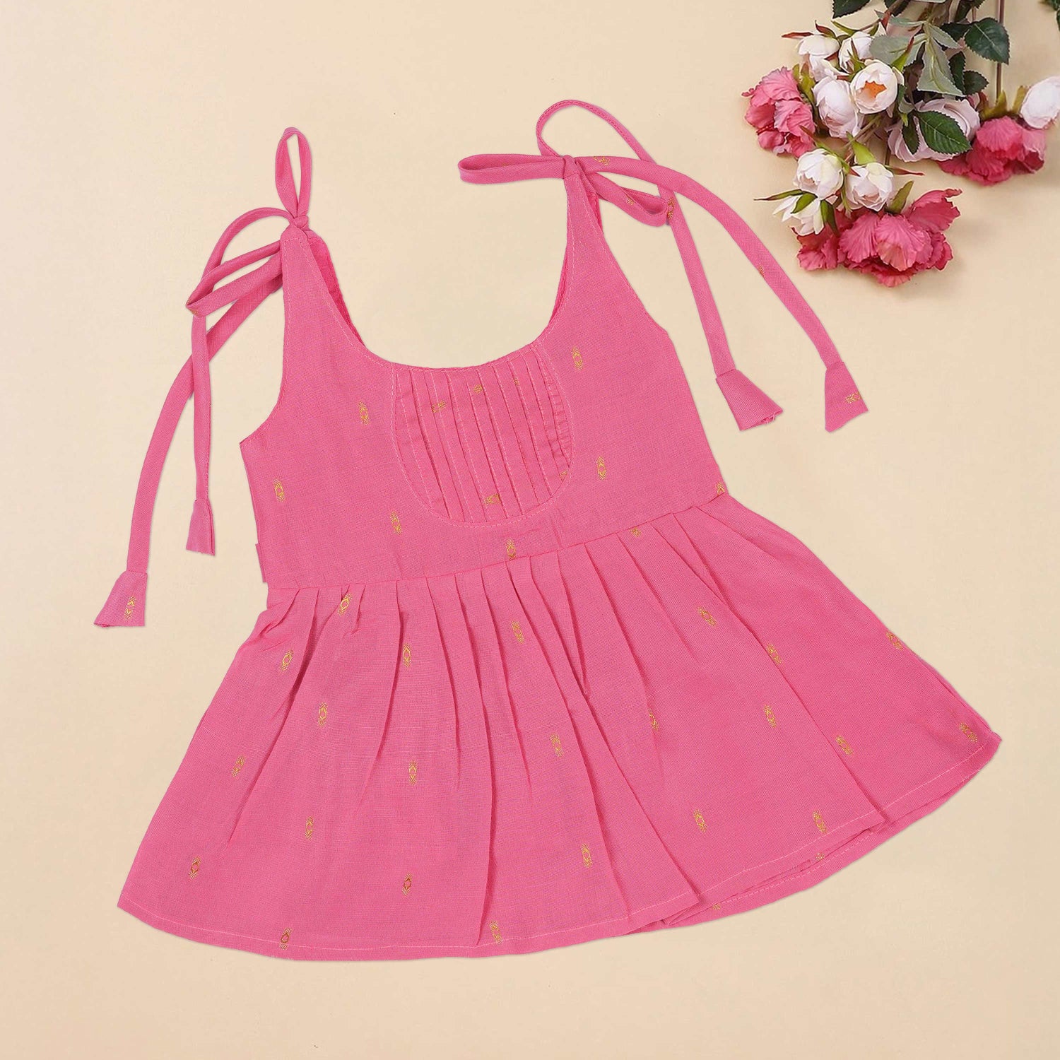 Baby Silk Knot Frock – Pink U-Line Everyday Elegance