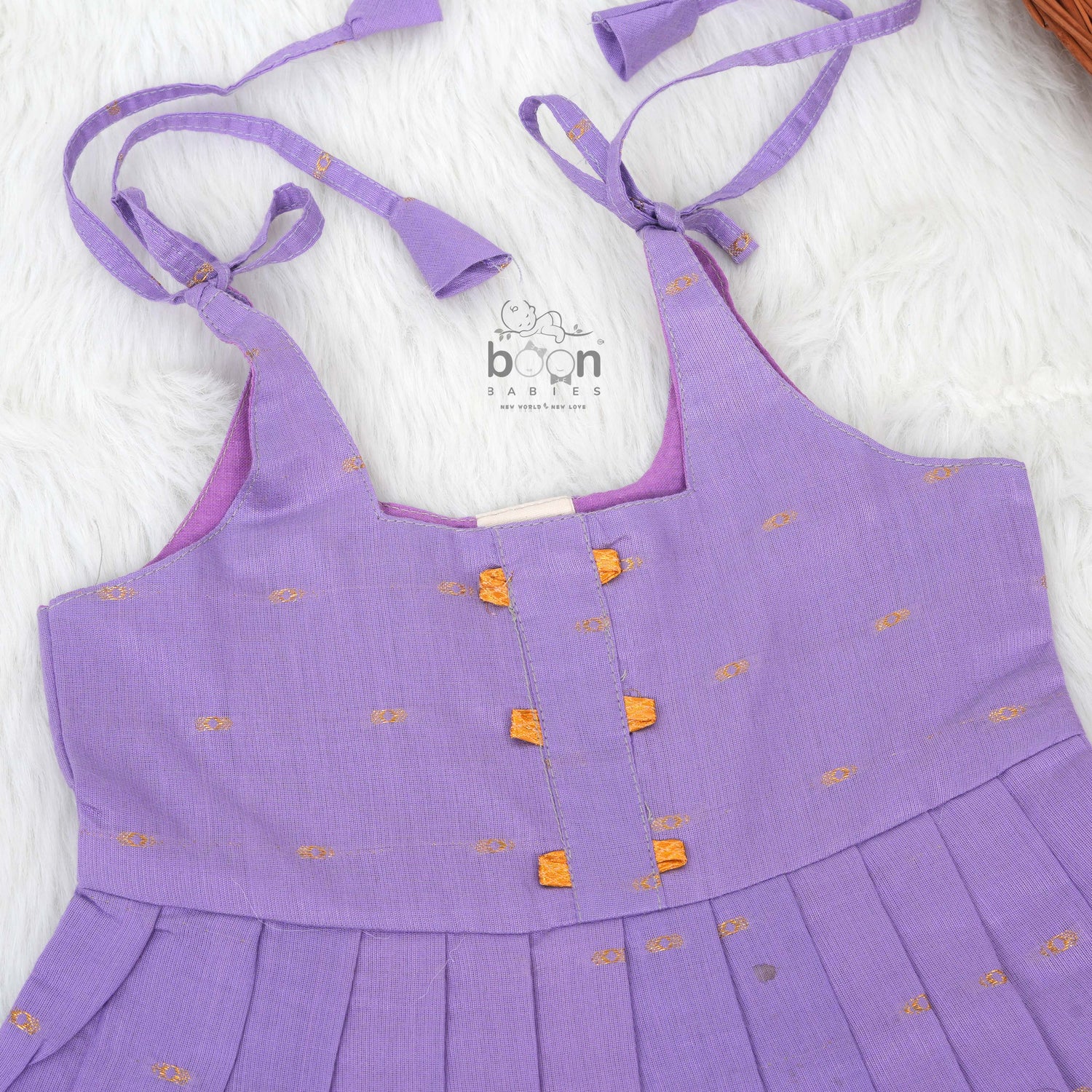 Onam Silk Knot Frock with Golden Zari Border – Baby Girls