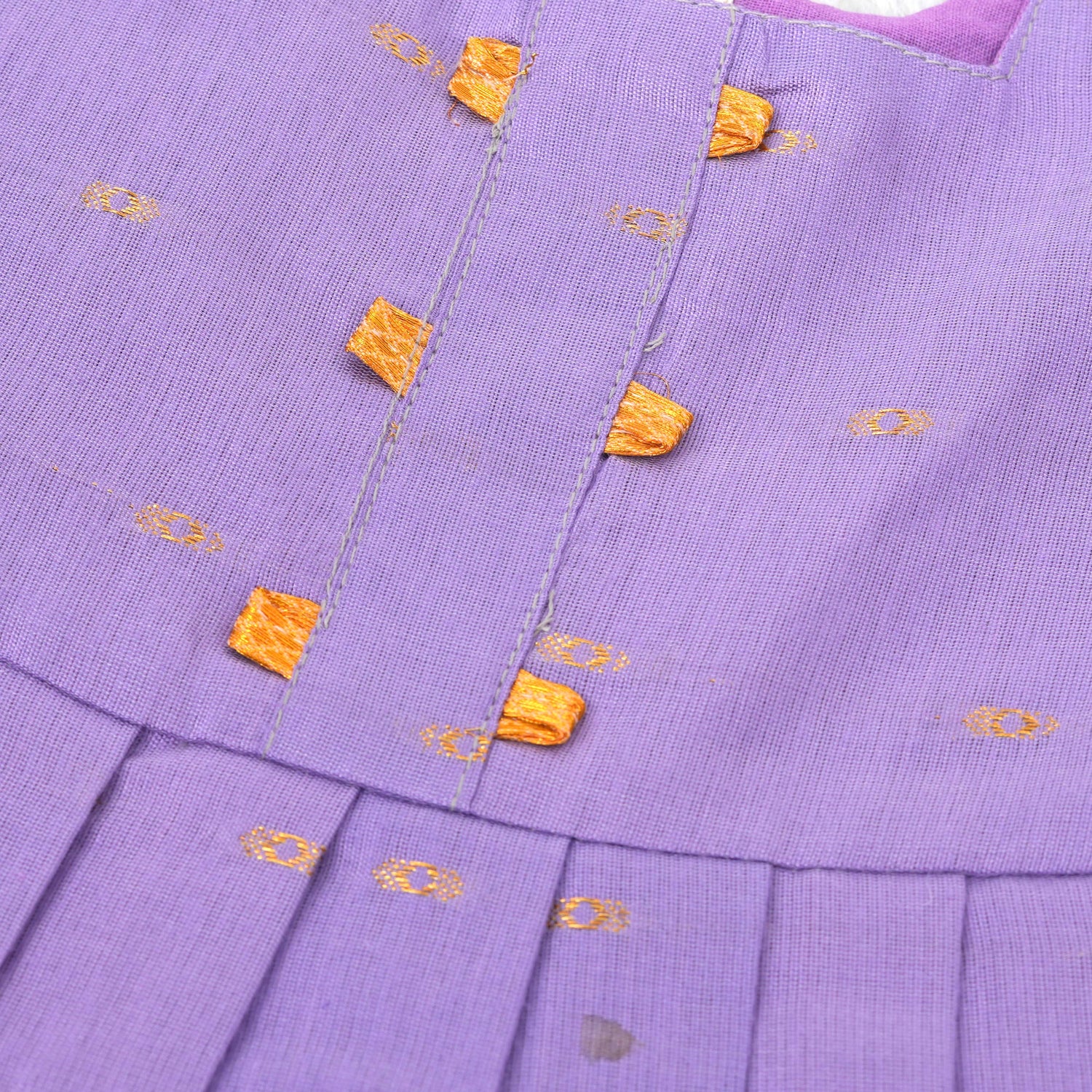 Onam Silk Knot Frock with Golden Zari Border – Baby Girls