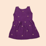 Purple Silk Baby Frock with Golden Dots – Ethnic Style | Boon Babies