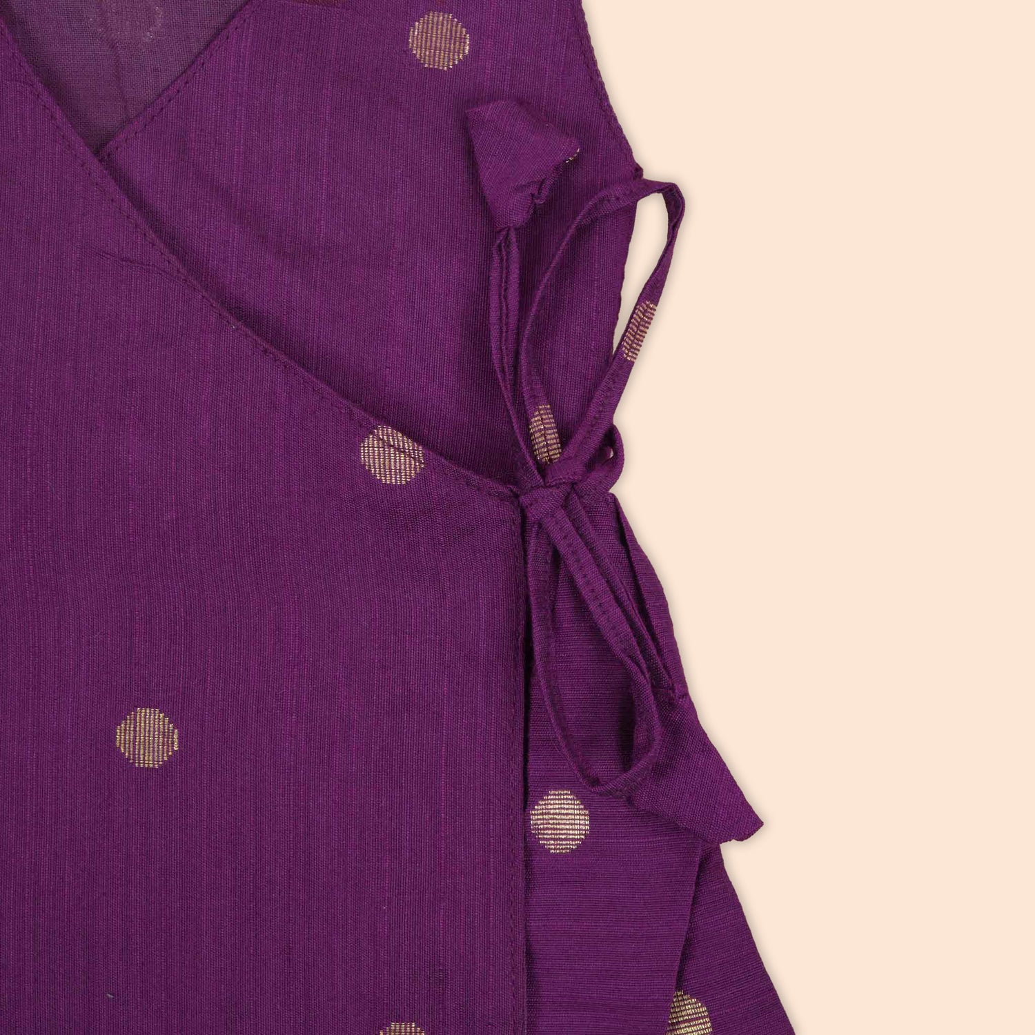 Purple Baby Ethnic Silk Frock with Gold Polka Weave
