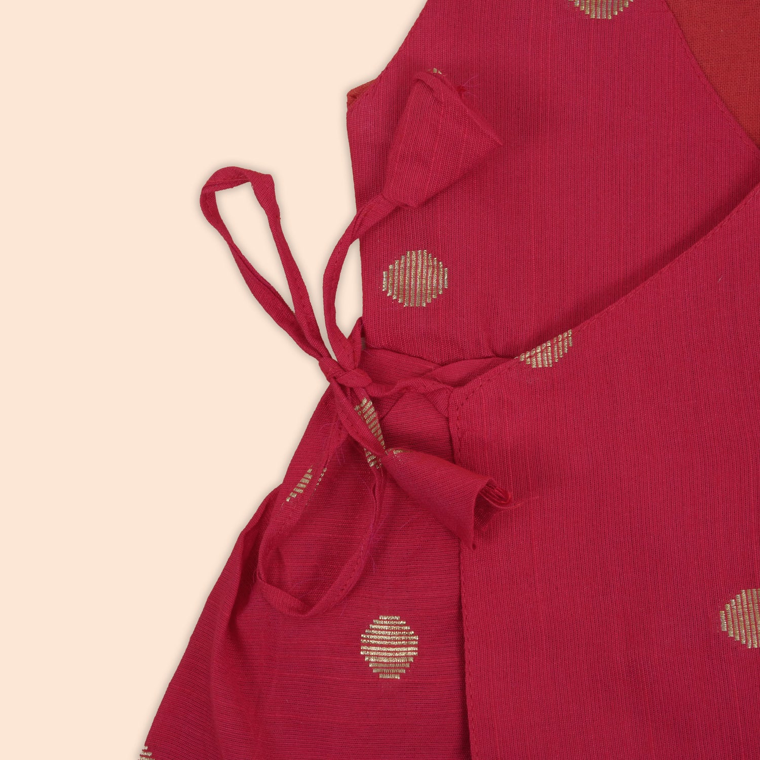 Red Silk Baby Frock with Gold Polka | Side Knot Ethnic Wear