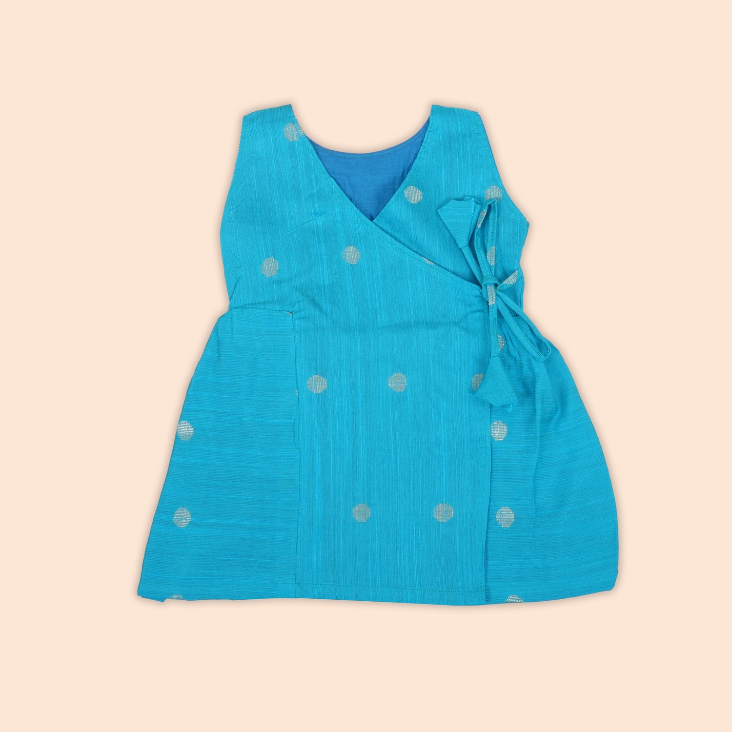 Sky Blue Baby Ethnic Side Knot Frock for Girls | Silk Fabric