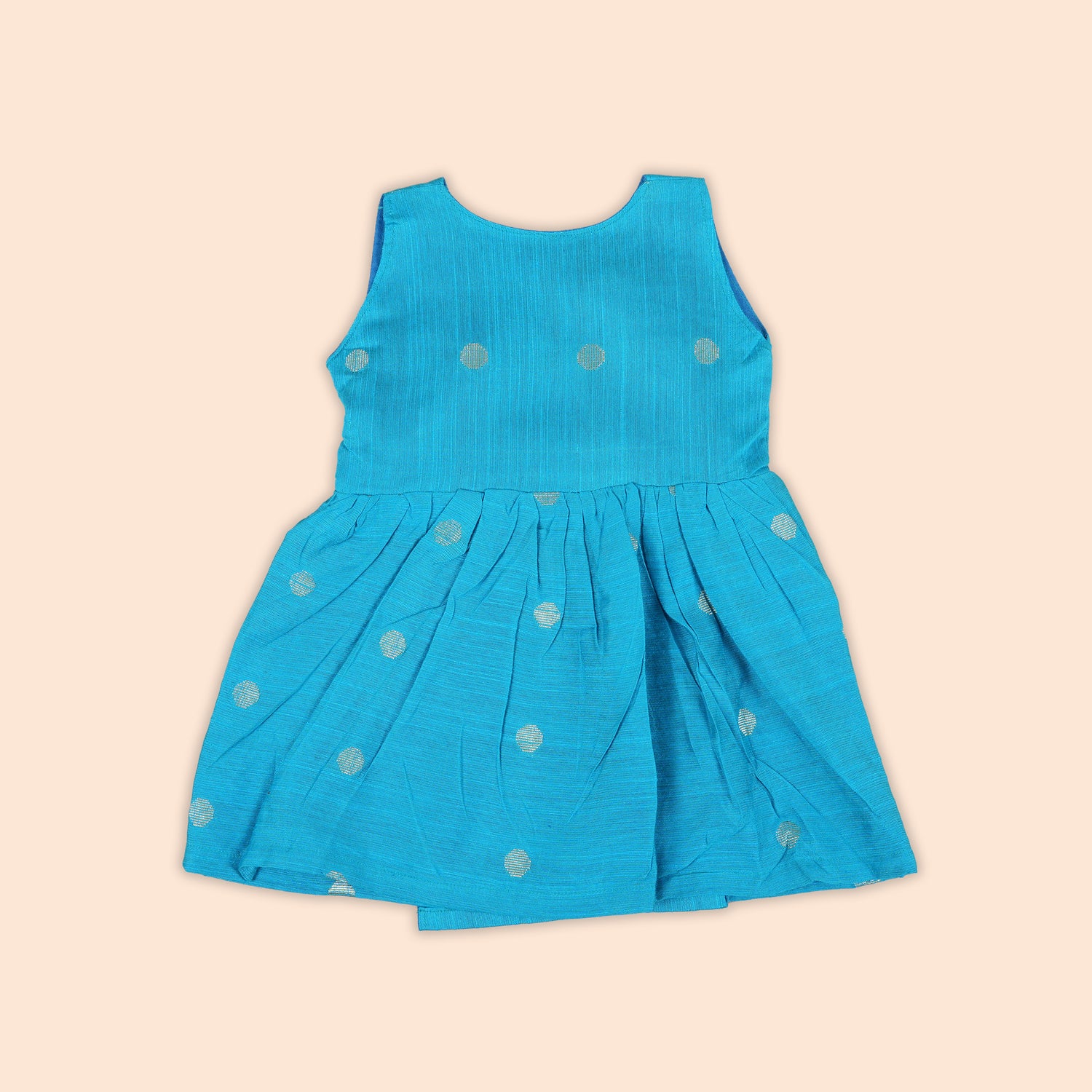Sky Blue Baby Ethnic Side Knot Frock for Girls | Silk Fabric