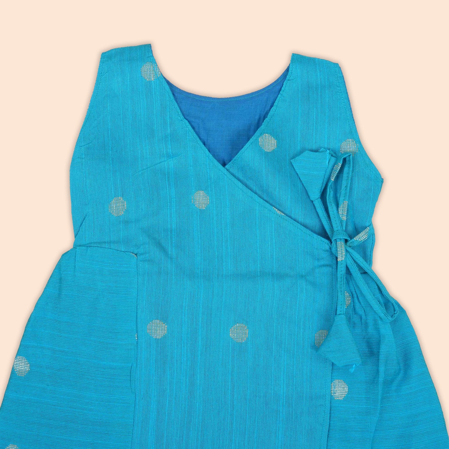 Sky Blue Baby Ethnic Side Knot Frock for Girls | Silk Fabric