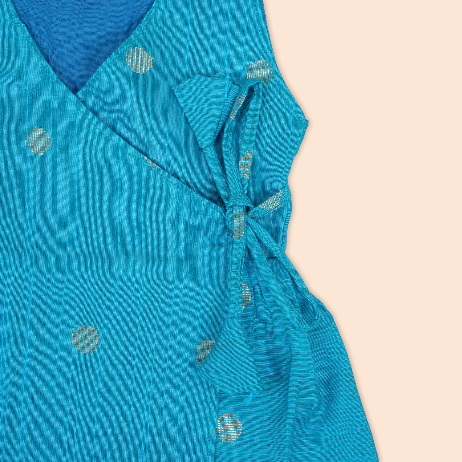 Sky Blue Baby Ethnic Side Knot Frock for Girls | Silk Fabric