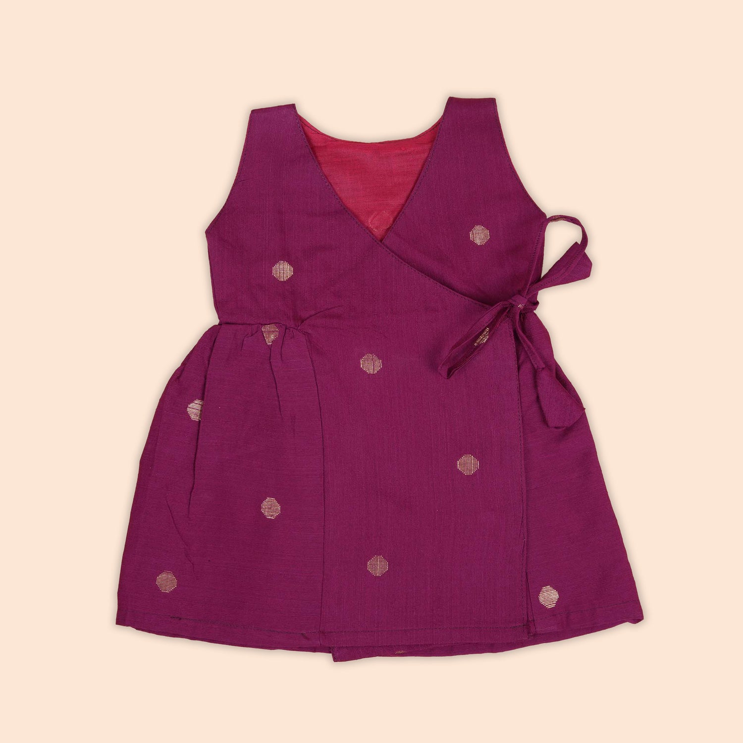 Wine Maroon Baby Ethnic Side Knot Frock for Girls