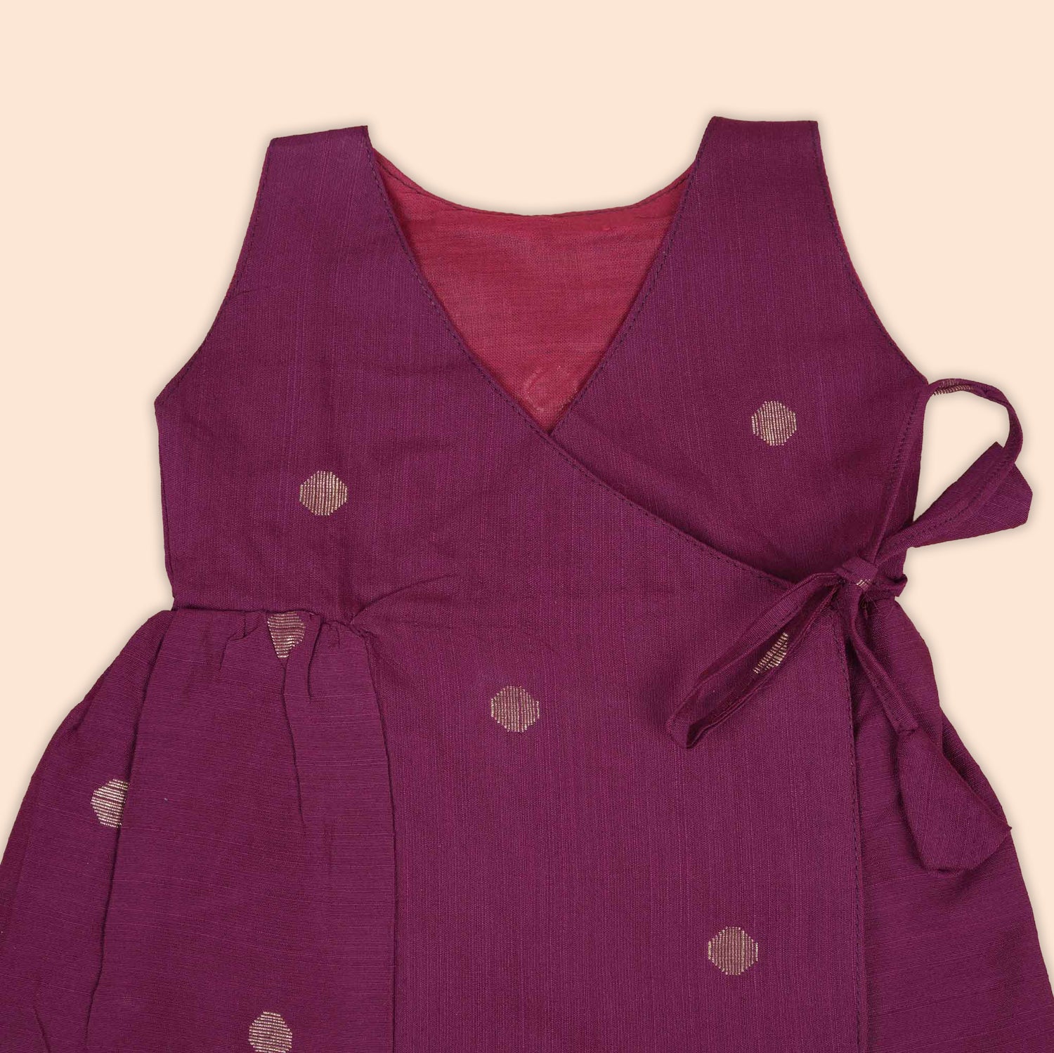 Wine Maroon Baby Ethnic Side Knot Frock for Girls