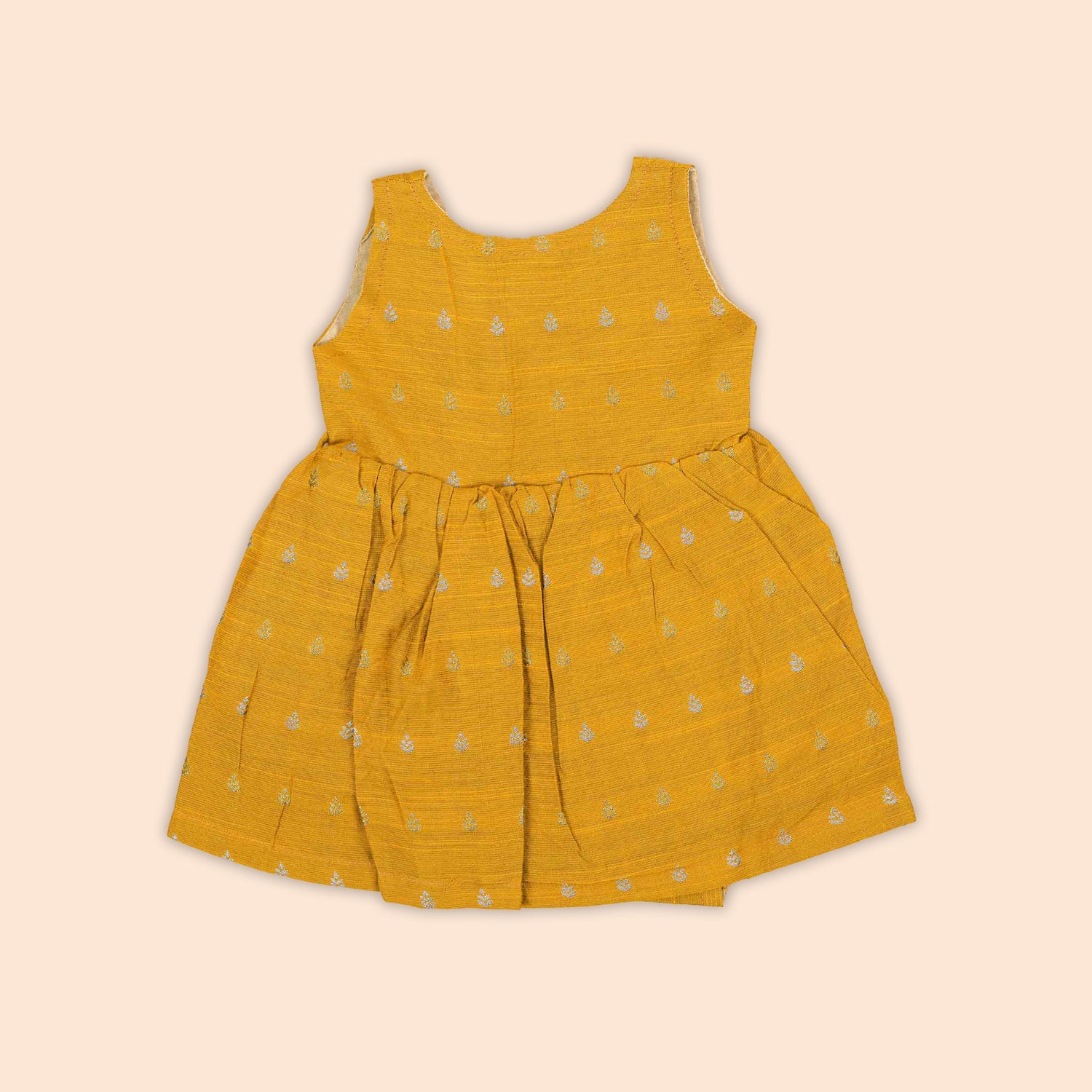 Vibrant Mustard Yellow Baby Ethnic Side Knot Leaf Frock for Girls