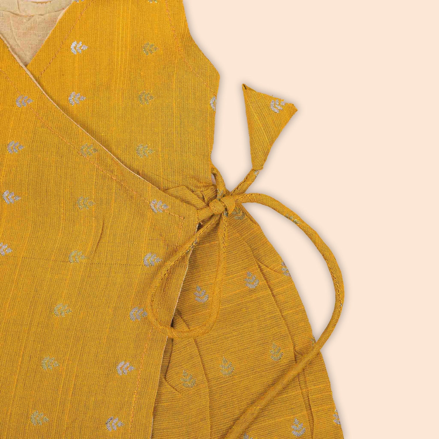 Vibrant Mustard Yellow Baby Ethnic Side Knot Leaf Frock for Girls