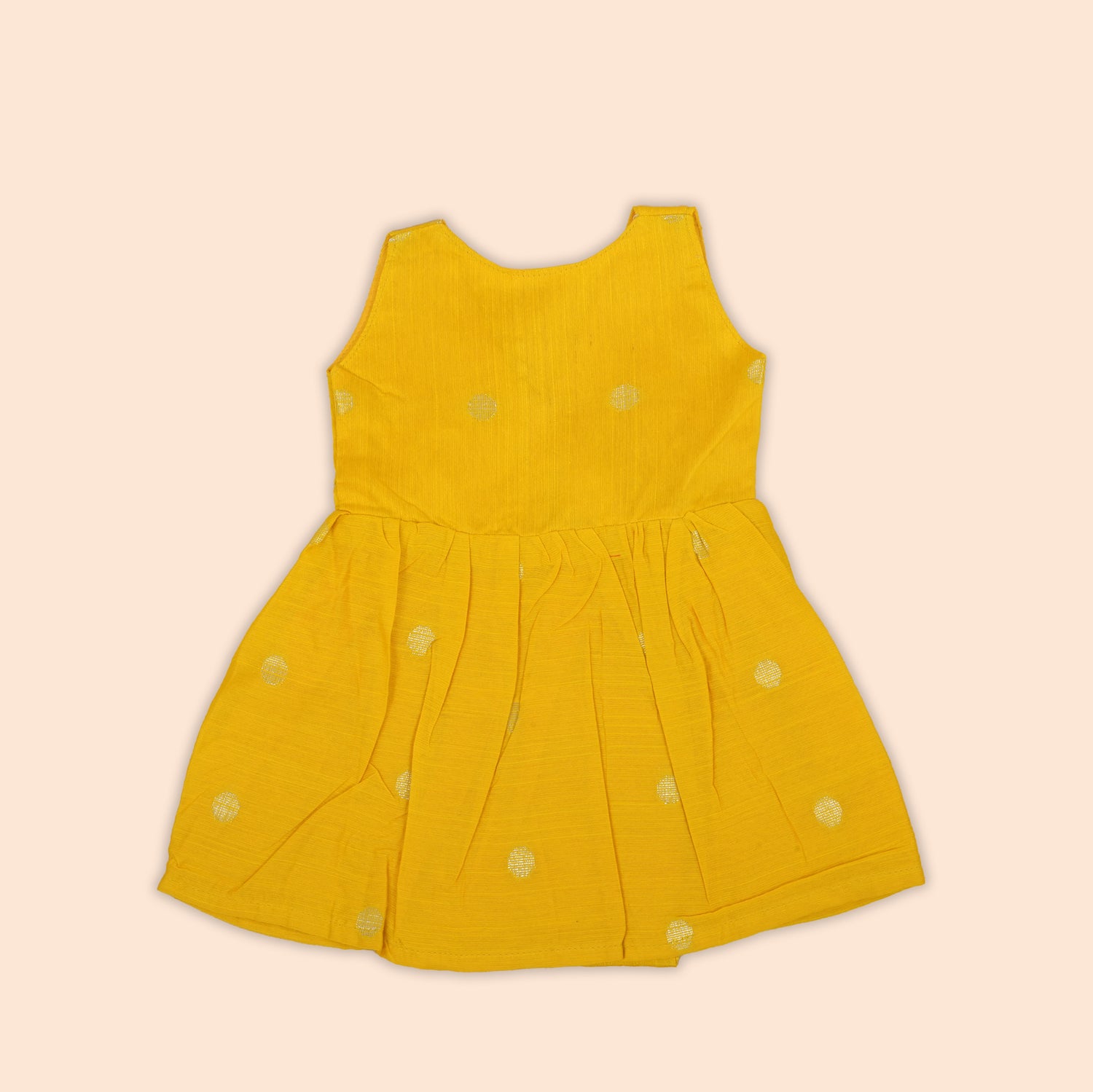 Yellow Baby Ethnic Silk Frock with Polka Woven Dots
