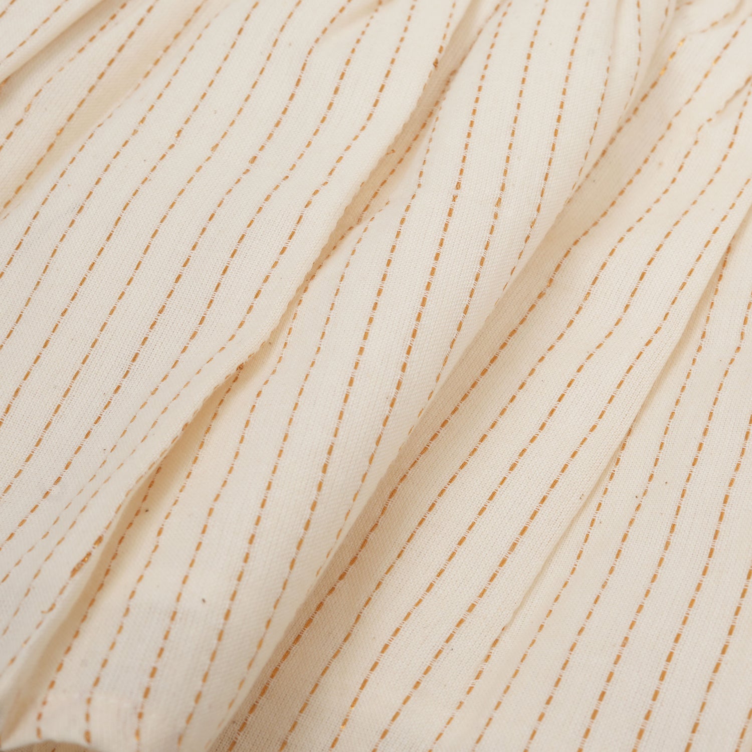 Girls Onam Sleeveless Silk Frock with Golden Stripes – Festive Wear