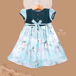 Teal Silk Ethnic Dress For Girls