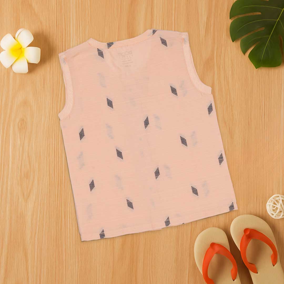 Peach Ethnic Jabla with Wooden Buttons – Soft & Breathable