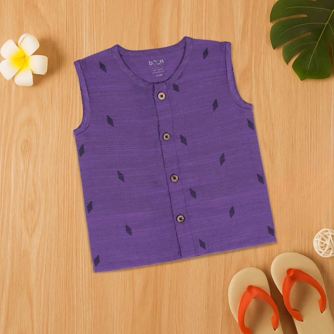 Purple Ethnic Jabla with Wooden Buttons – Soft & Stylish