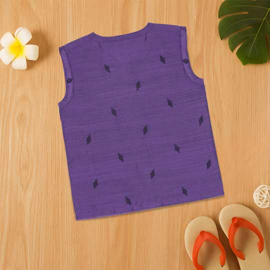 Purple Ethnic Jabla with Wooden Buttons – Soft & Stylish