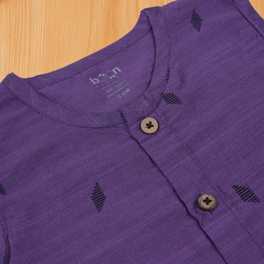 Purple Ethnic Jabla with Wooden Buttons – Soft & Stylish